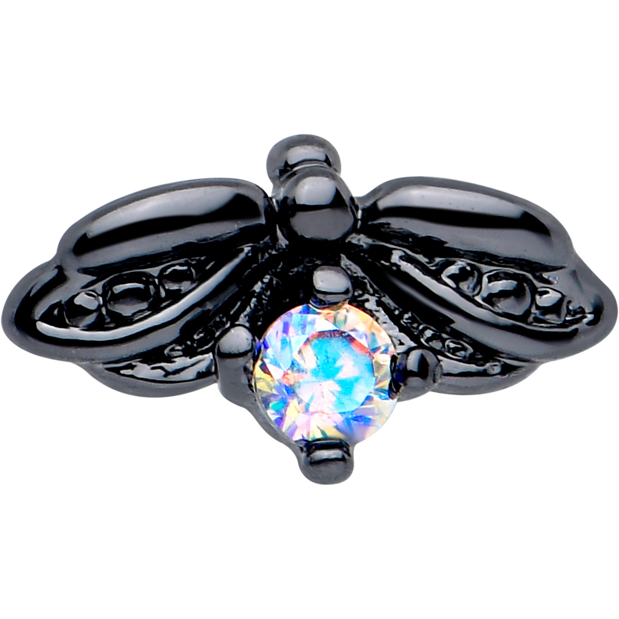 7mm Aurora Gem Black Beauty Bug L Shape Nose Ring 20 Gauge