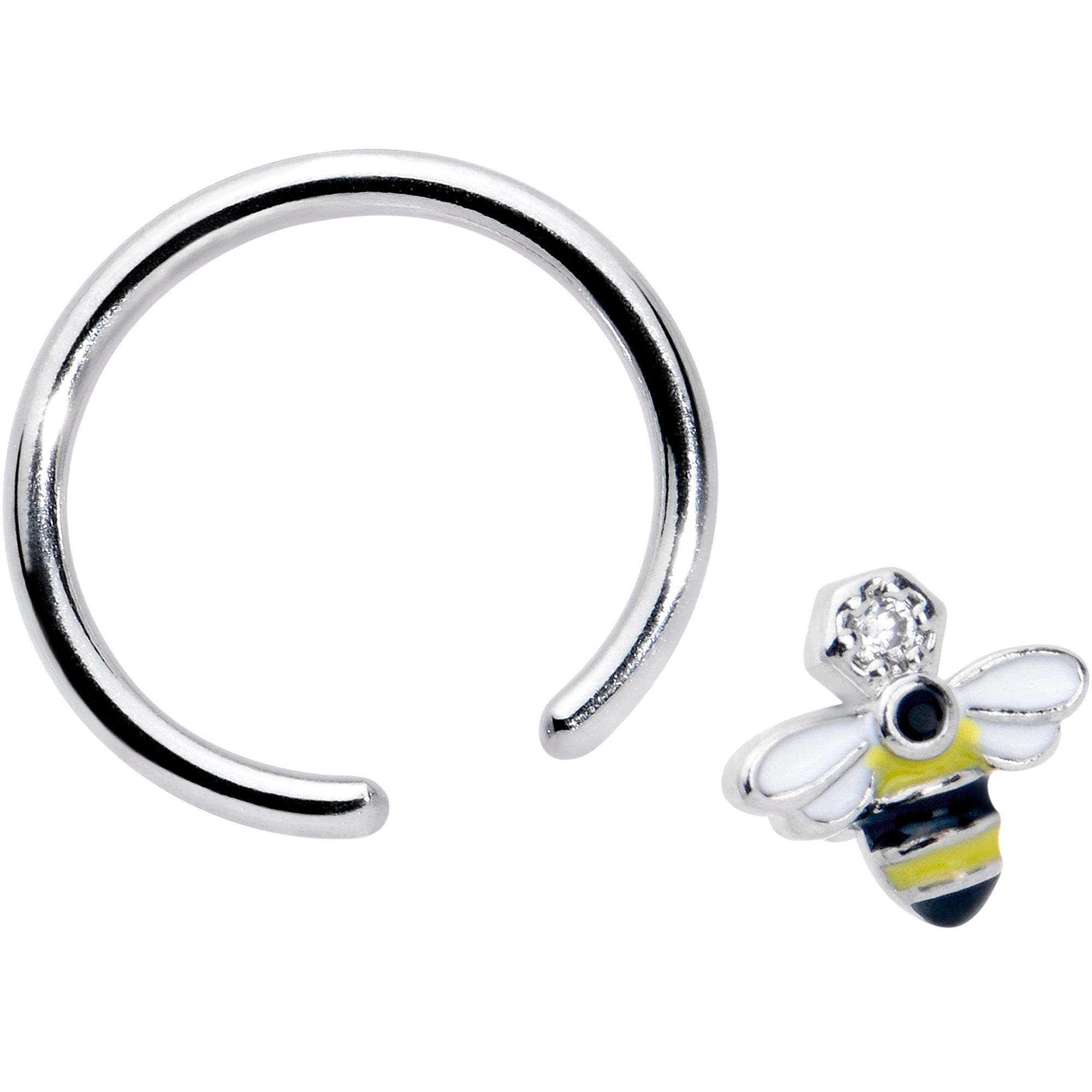 16 Gauge 3/8 Clear CZ Gem Bee Sweet BCR Captive Ring