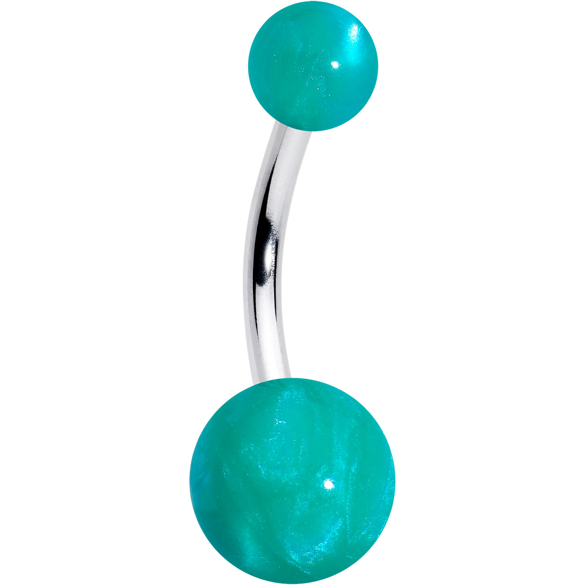 Opaque Teal Green Ends Belly Ring