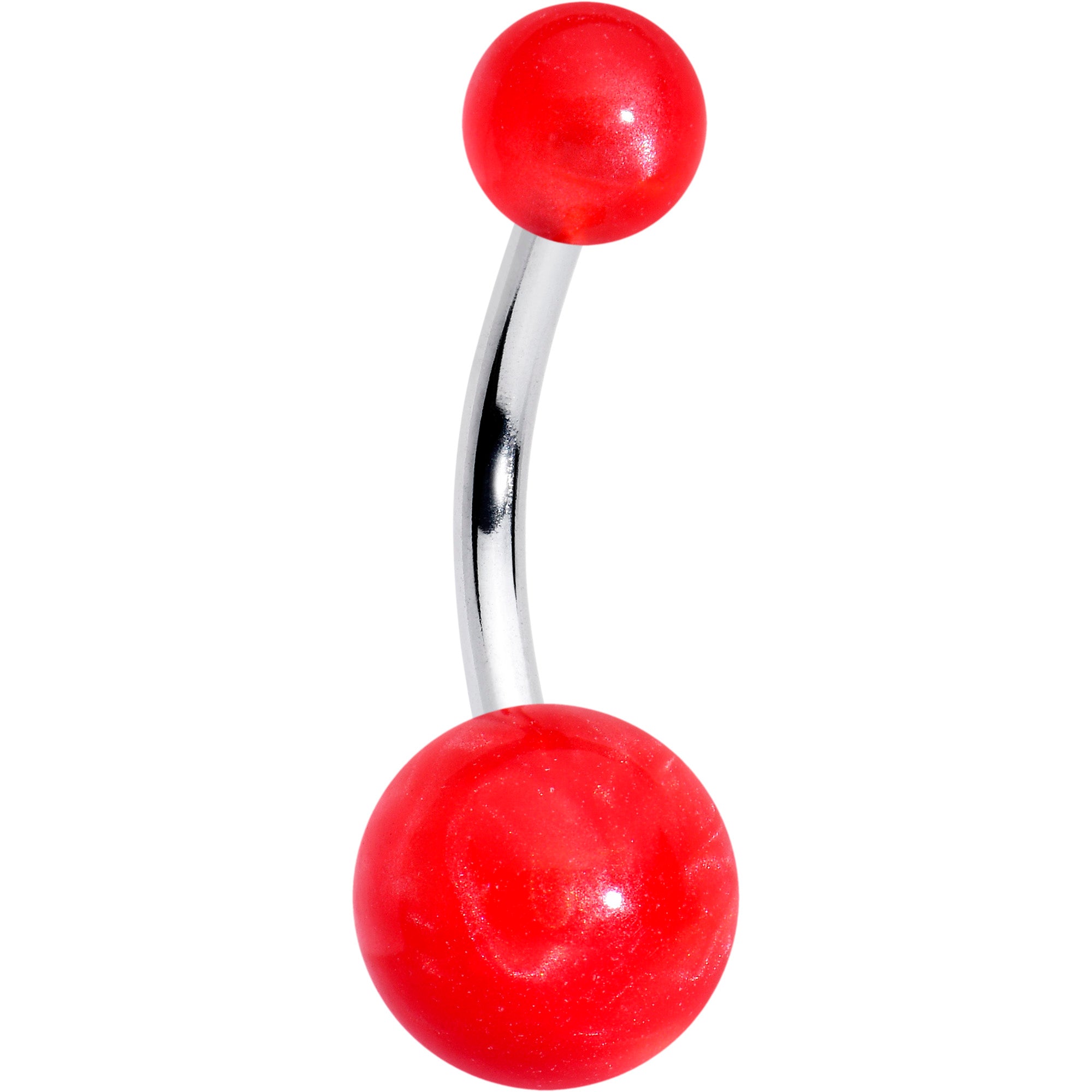 Opaque Bright Red Ends Belly Ring