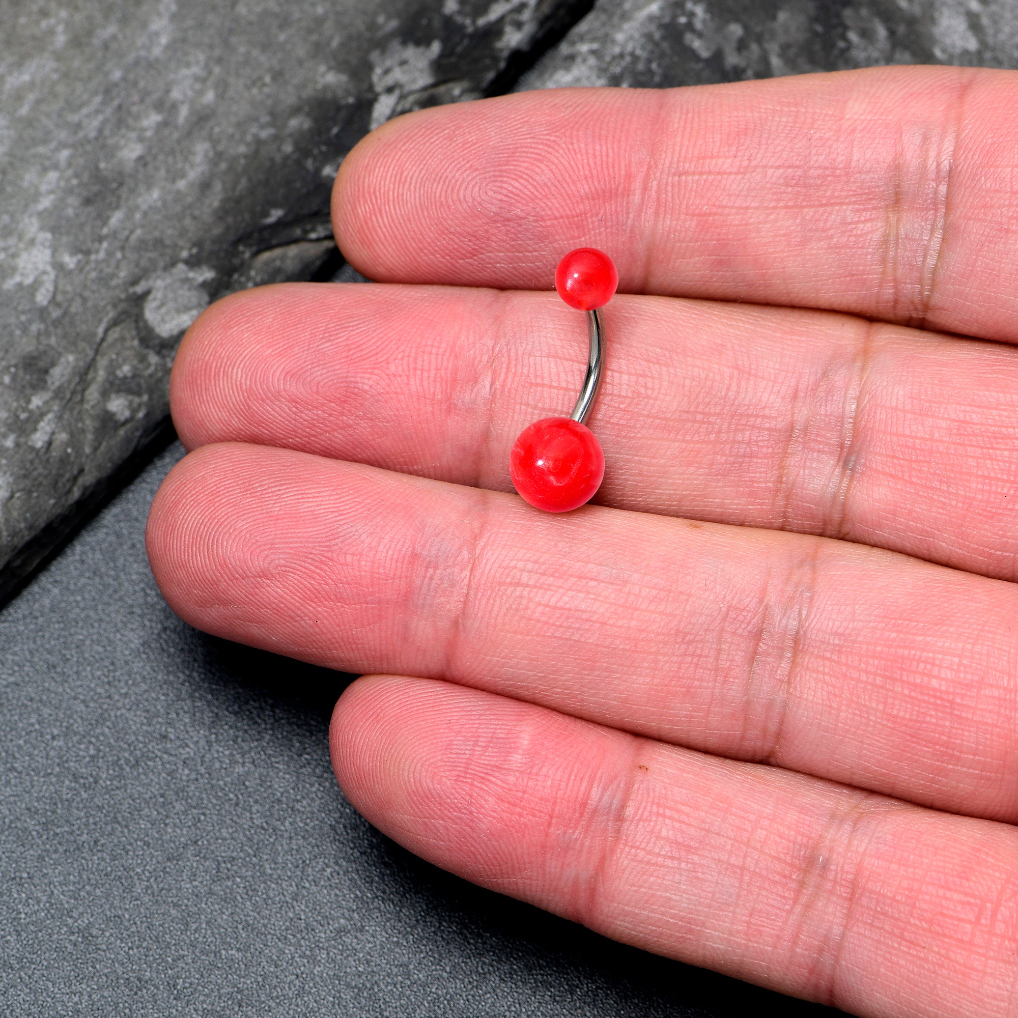 Opaque Bright Red Ends Belly Ring