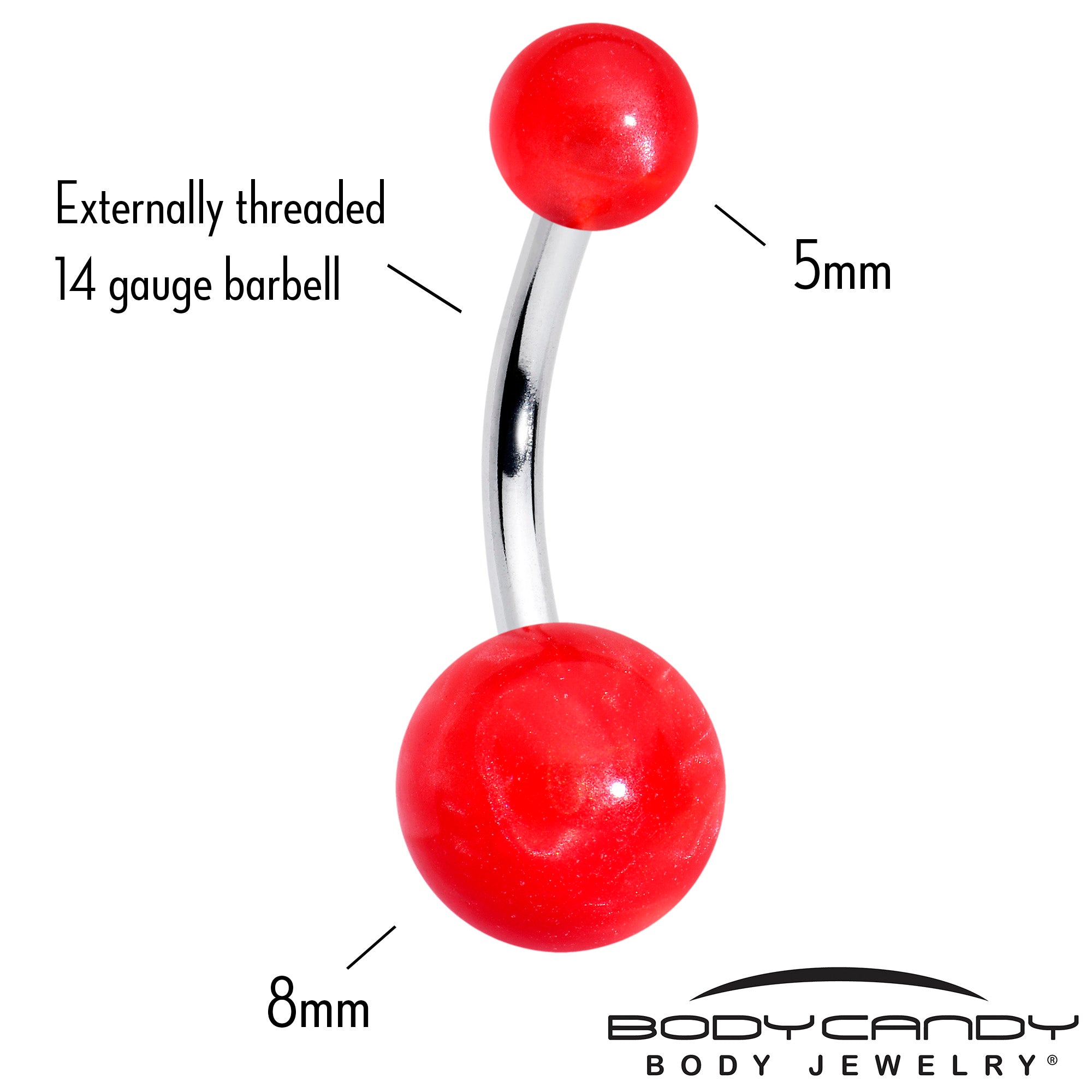 Opaque Bright Red Ends Belly Ring