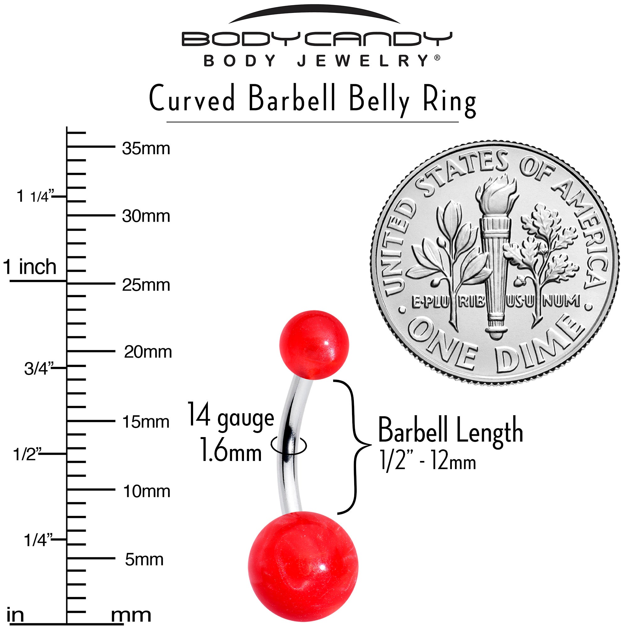 Opaque Bright Red Ends Belly Ring