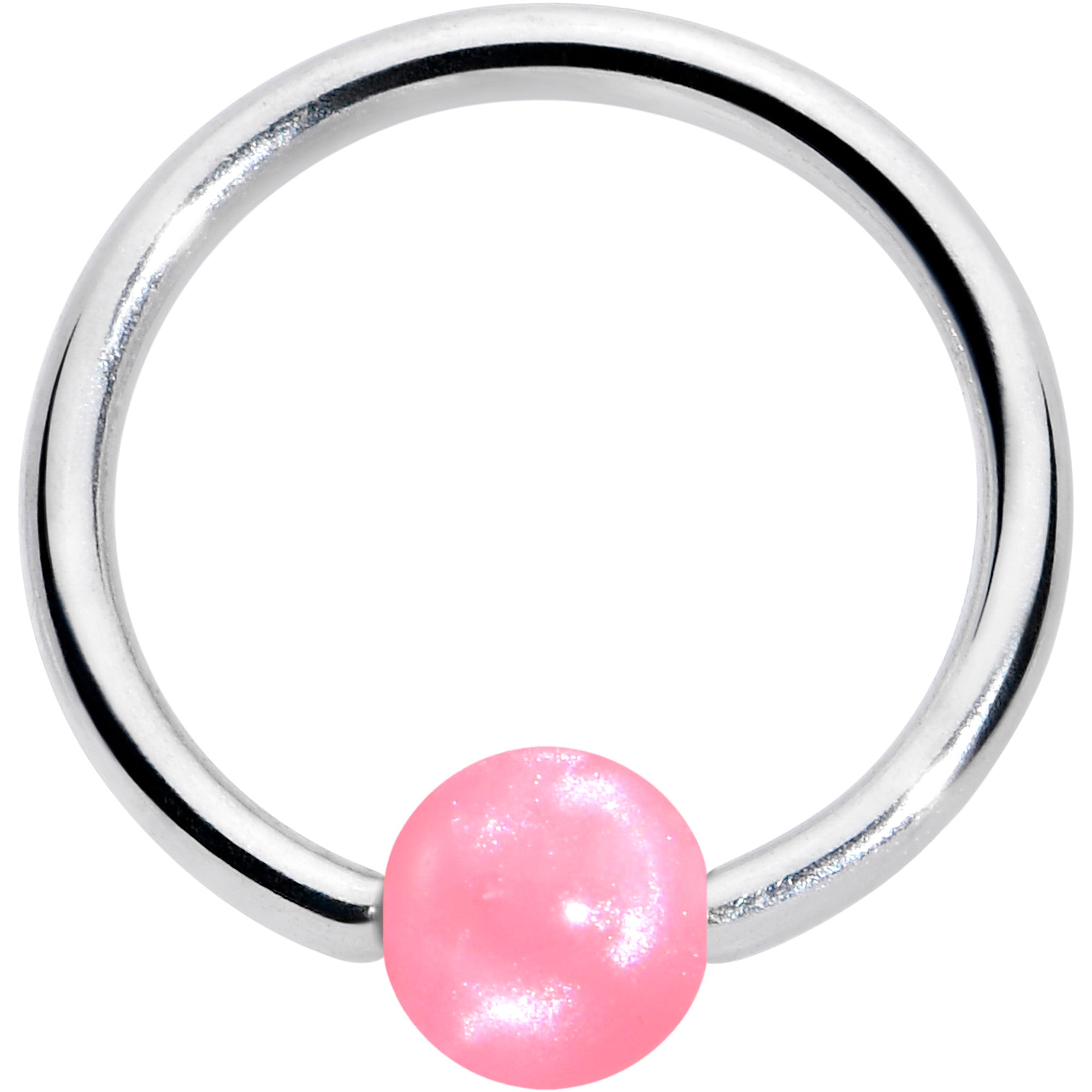 16 Gauge 3/8 Simple Opaque Pink Ball BCR Captive Bead Ring