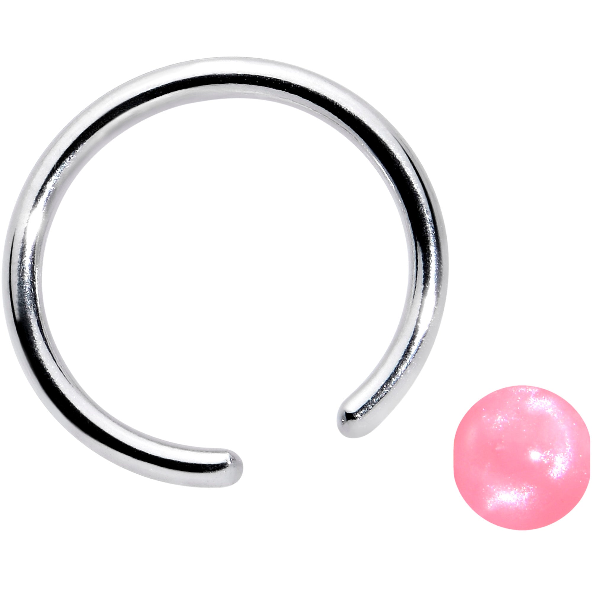 16 Gauge 3/8 Simple Opaque Pink Ball BCR Captive Bead Ring