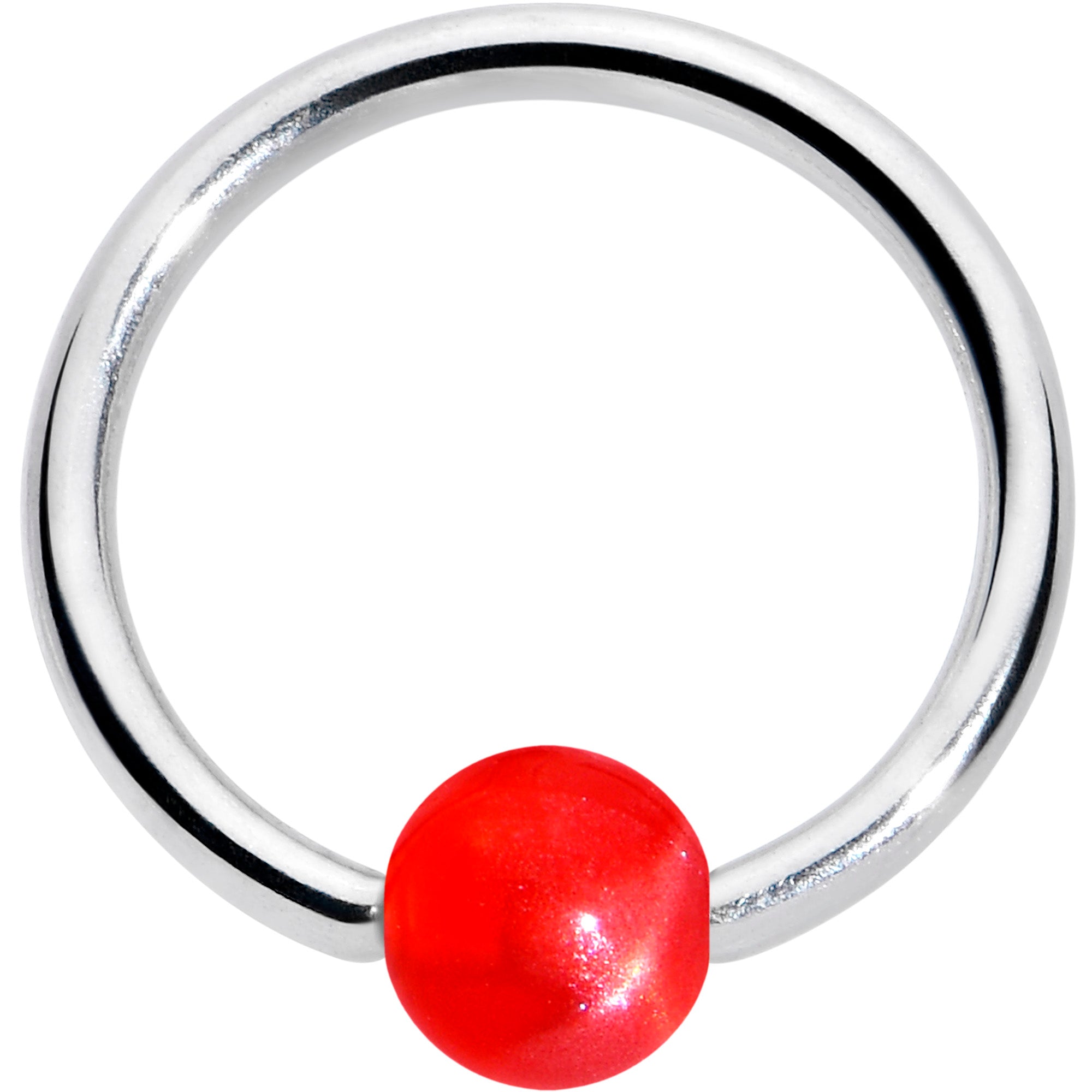 16 Gauge 3/8 Simple Opaque Bright Red Ball BCR Captive Bead Ring