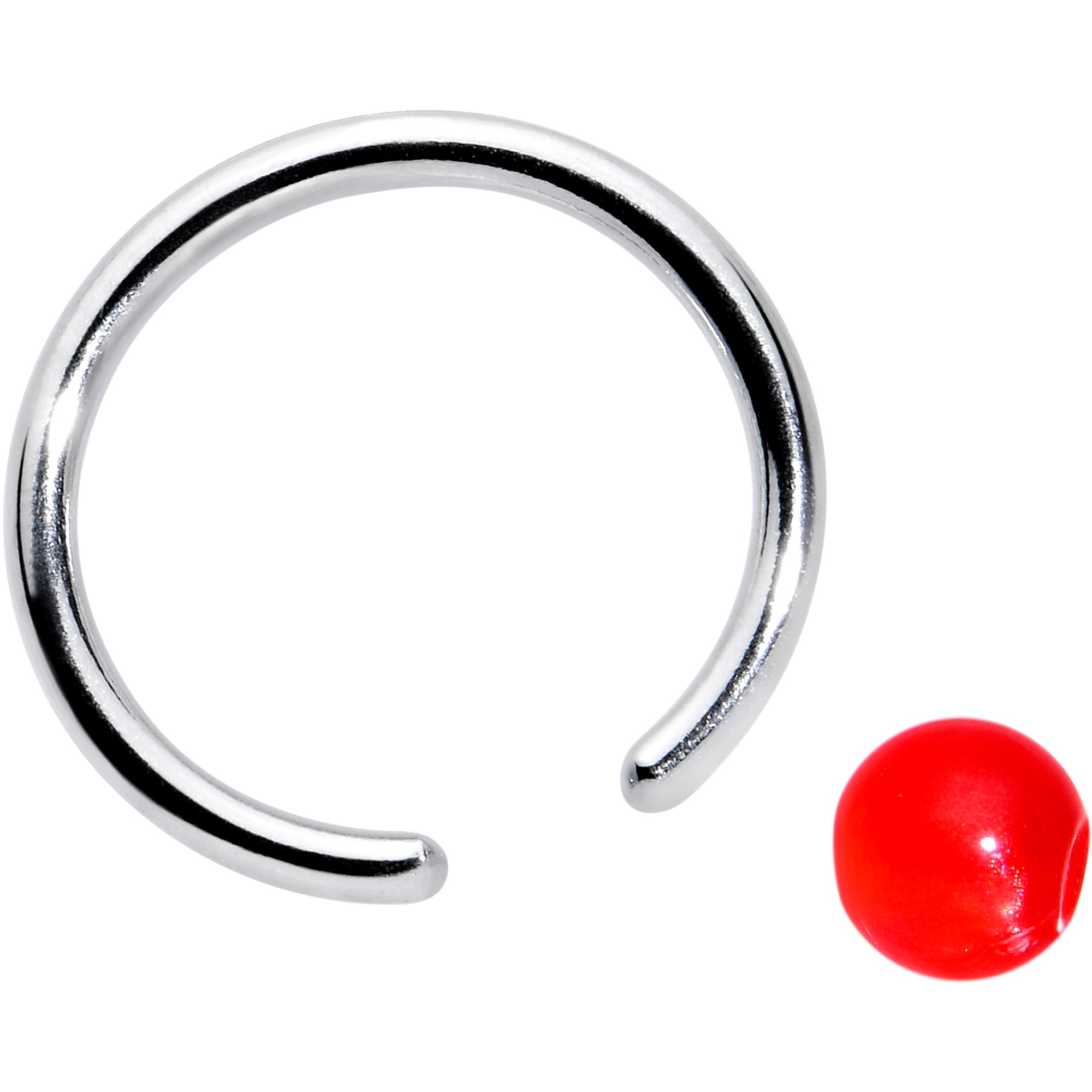 16 Gauge 3/8 Simple Opaque Bright Red Ball BCR Captive Bead Ring