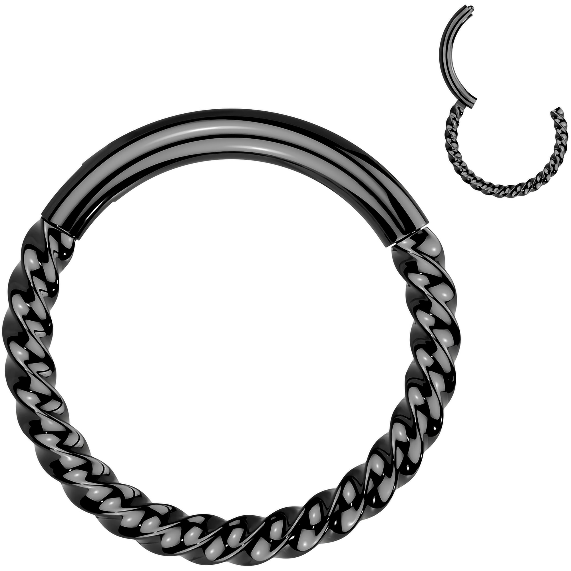 16 Gauge 5/16 Black Braided Precision Hinged Segment Ring