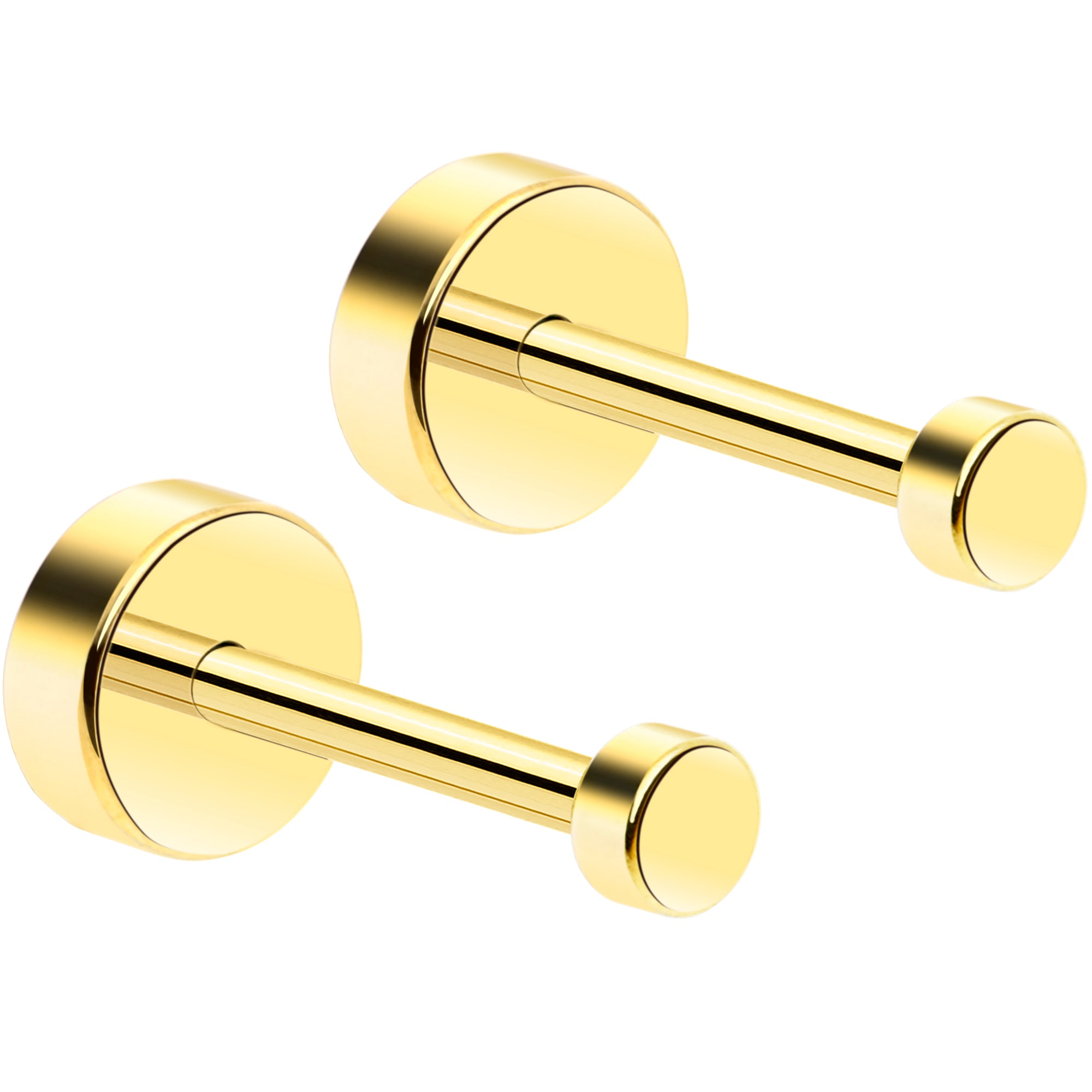 14k Yellow Gold Plated 4mm Circle Flat Back Stud Earrings - 1 Pair