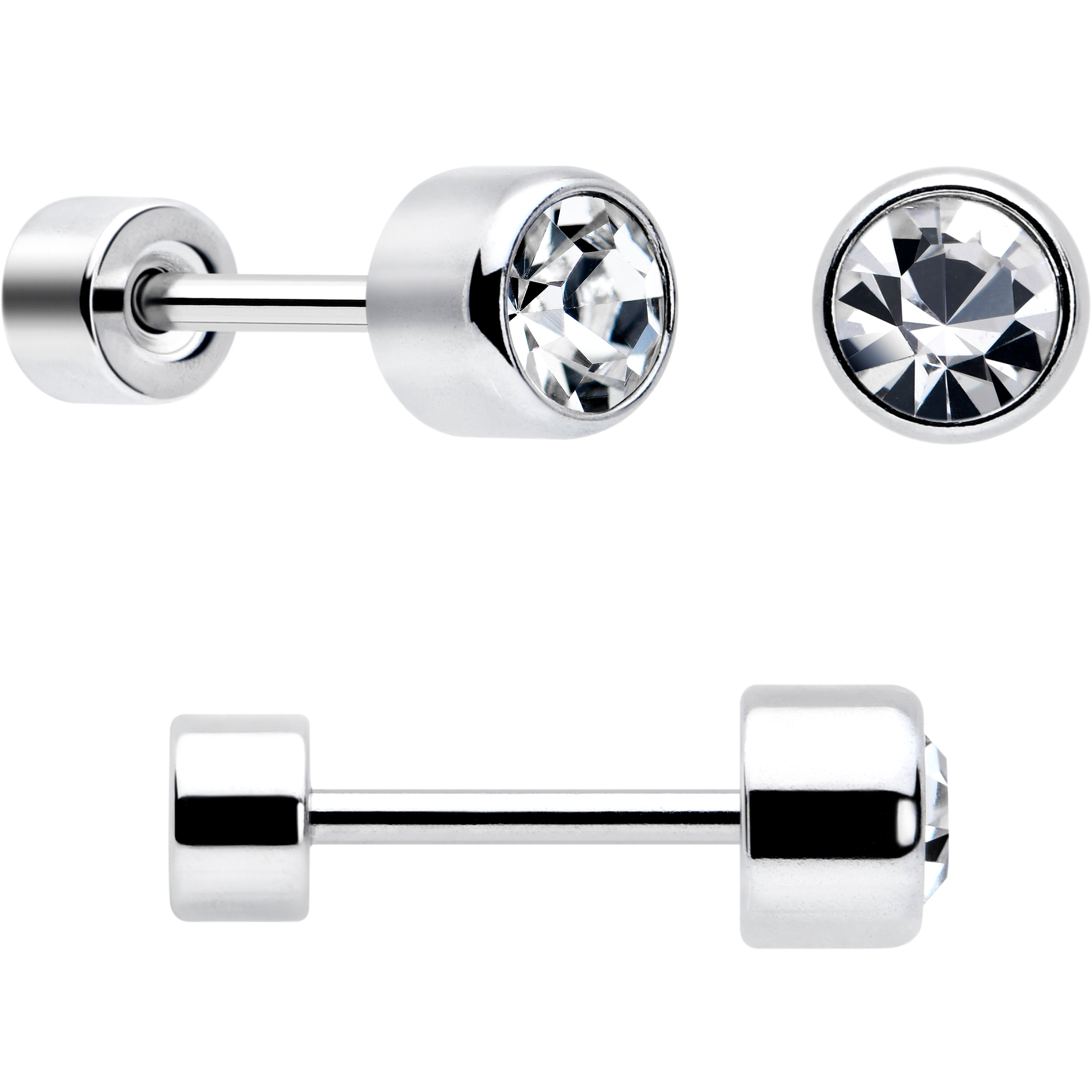 Classic Style Flat Back Stud Earrings - 3 Pairs