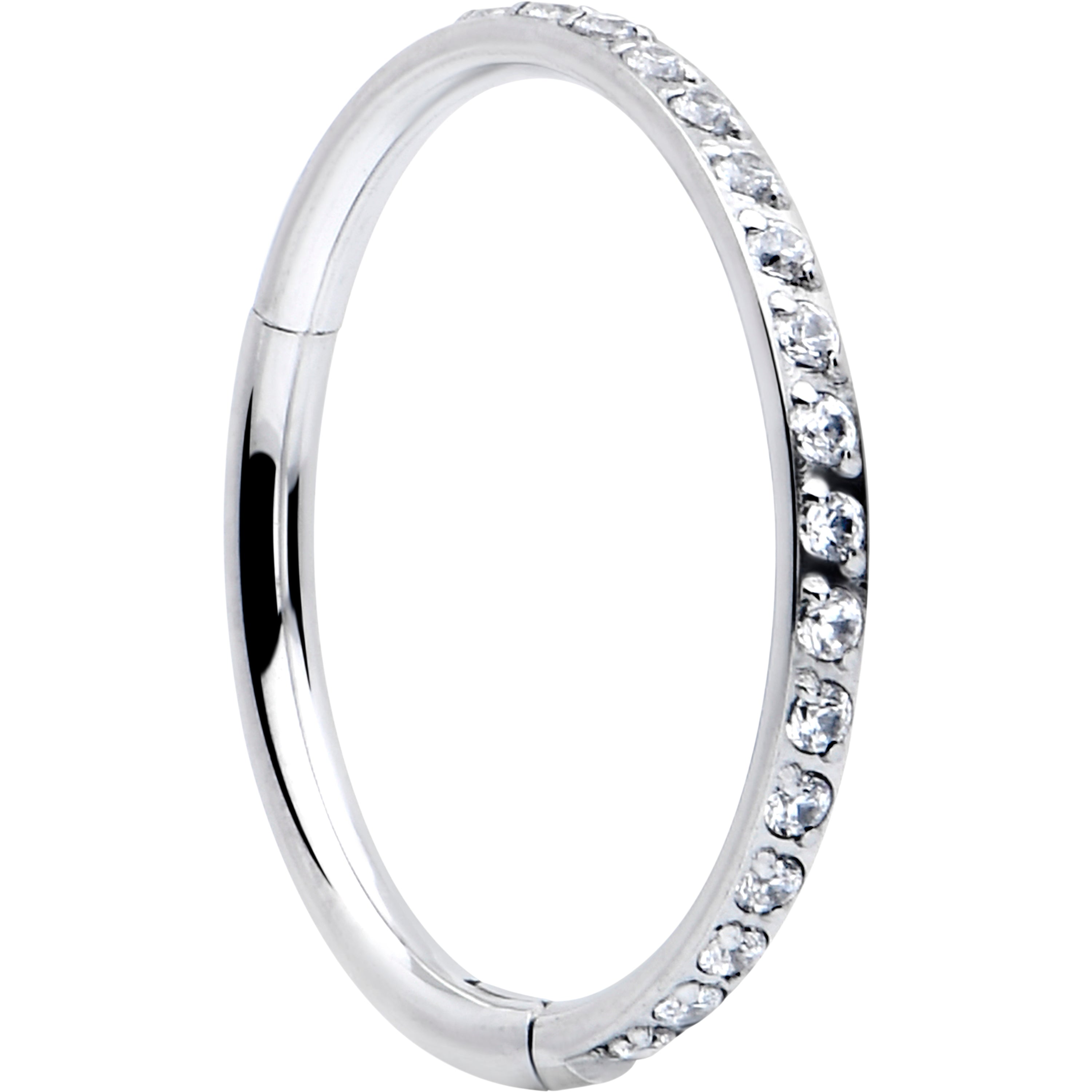 20 Gauge 5/16 Clear Cubic Zirconia Forward Facing Hinged Segment Ring