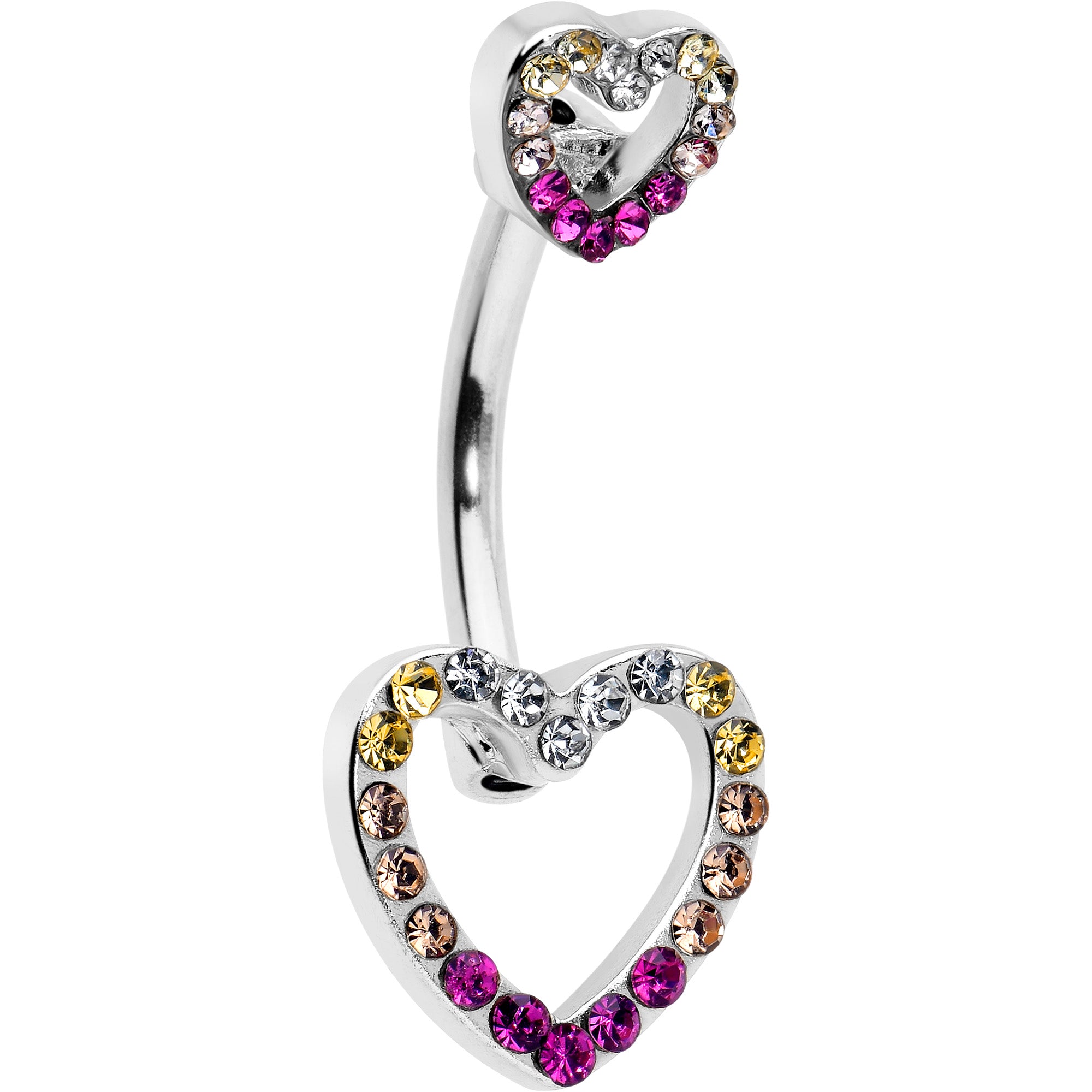 Romance Gem Open Heart Valentine Double Mount Belly Ring