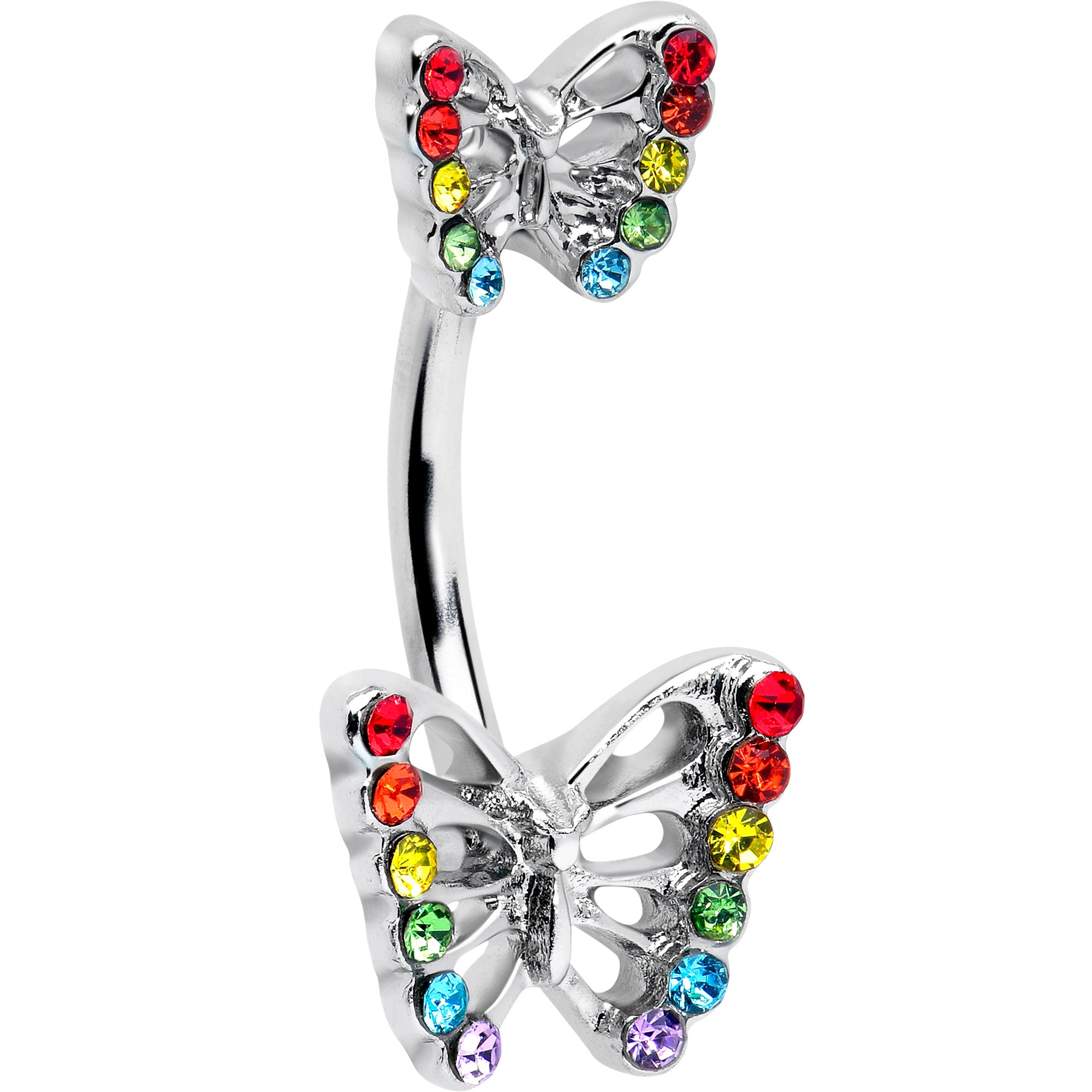 Red Blue Gem Pride Butterfly Belly Ring