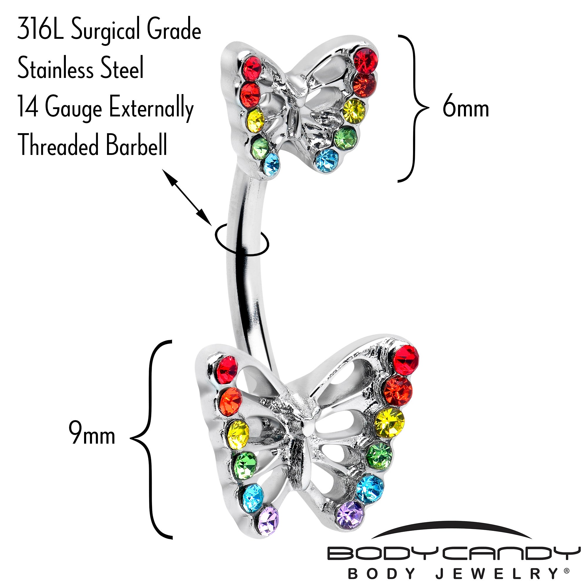 Open Butterfly Double Mount Belly Ring