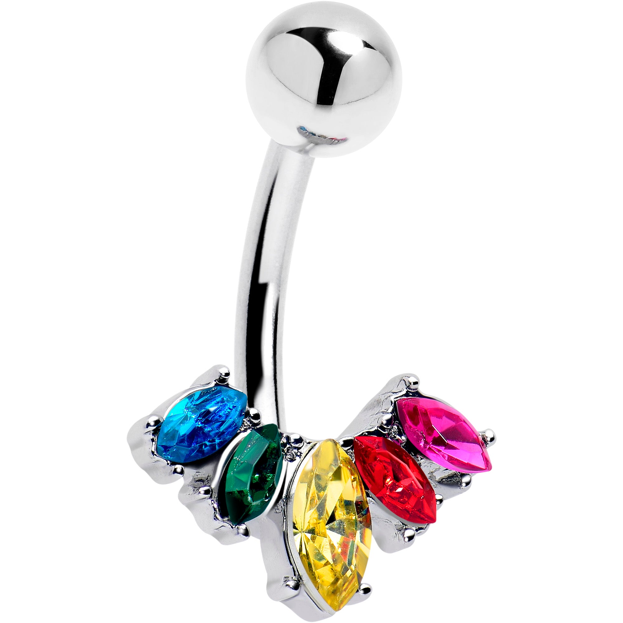 Red Blue Gem Pride Rainbow Belly Ring