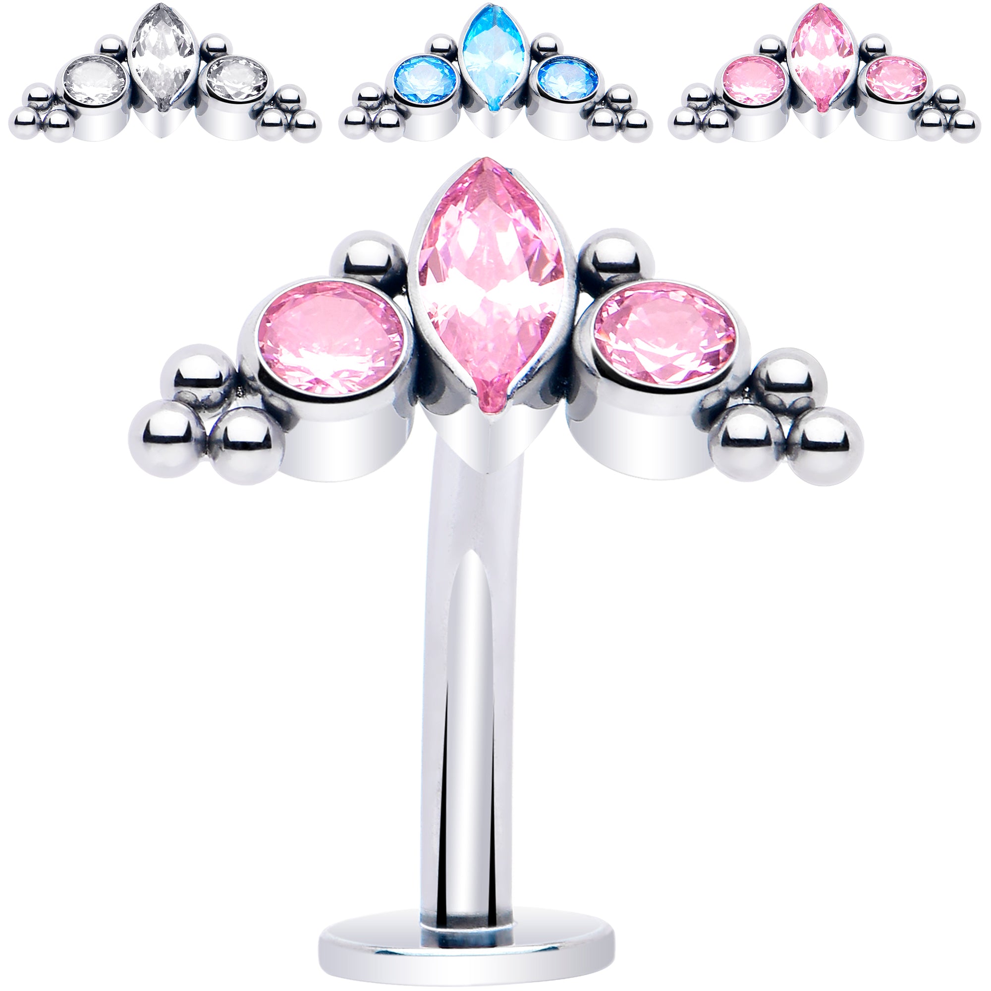 Gem Trio Titanium Belly Ring