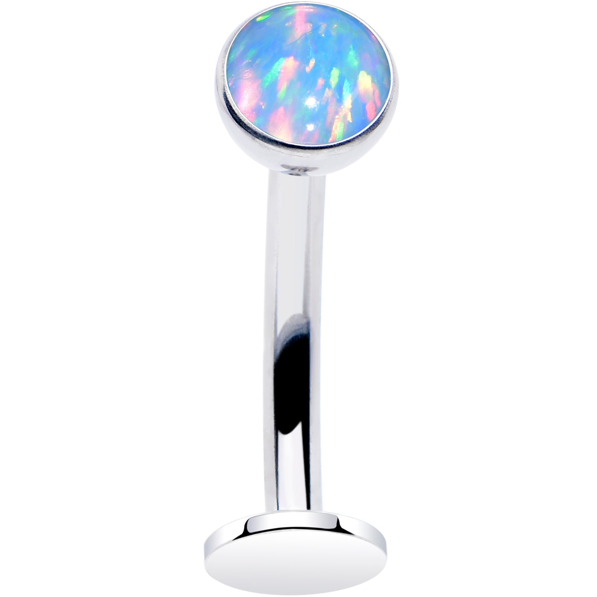 Synthetic Opal Bezel Titanium Threadless Floating Belly Ring