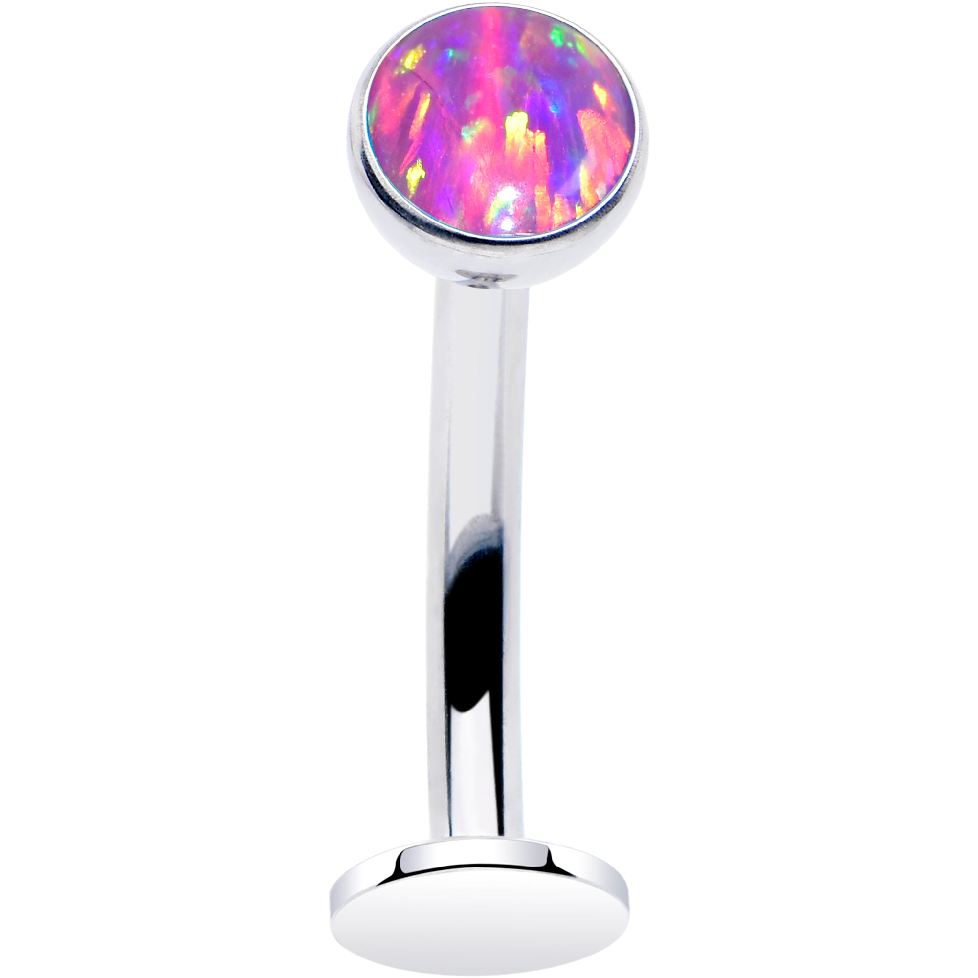 Synthetic Opal Bezel Titanium Threadless Floating Belly Ring