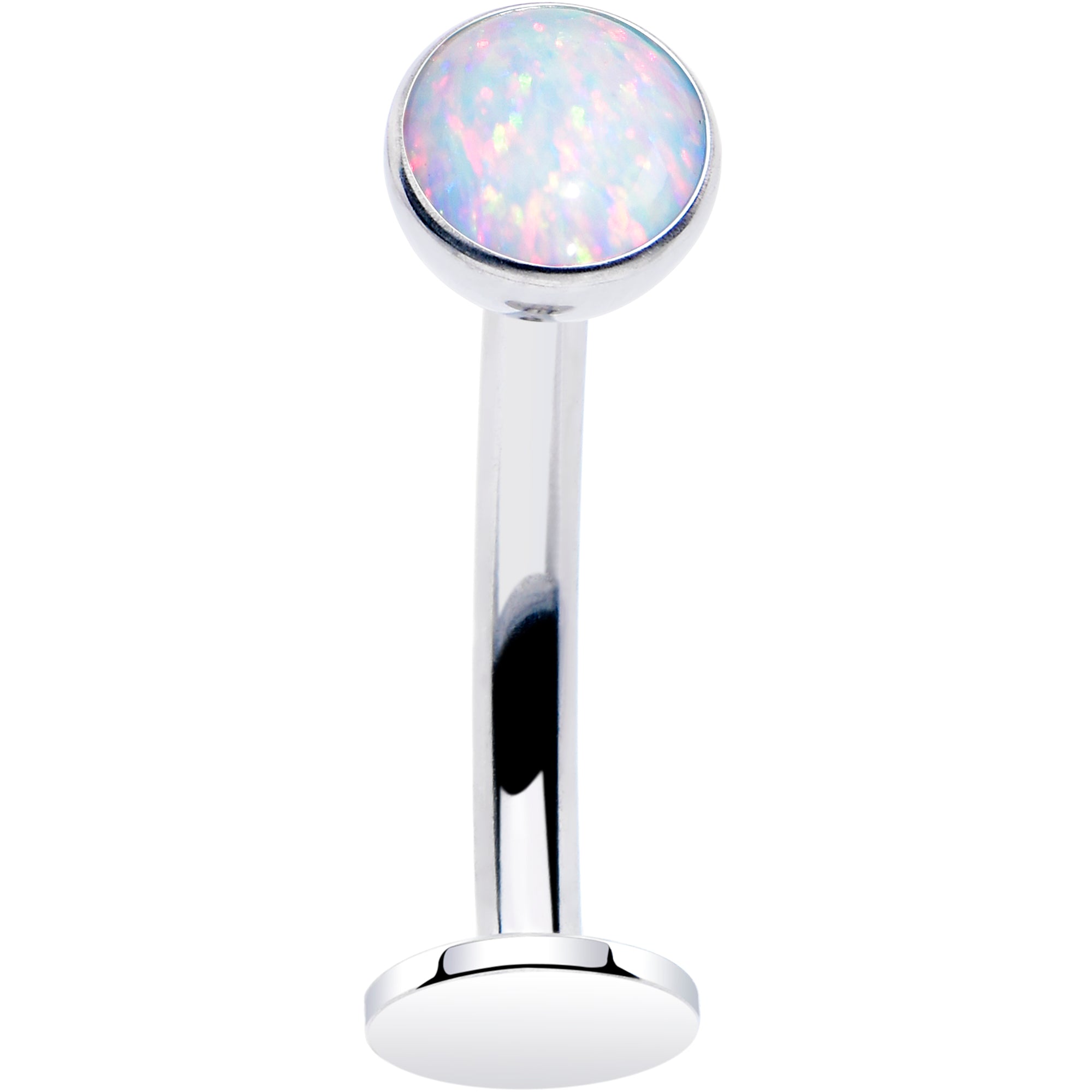 Synthetic Opal Bezel Titanium Threadless Floating Belly Ring