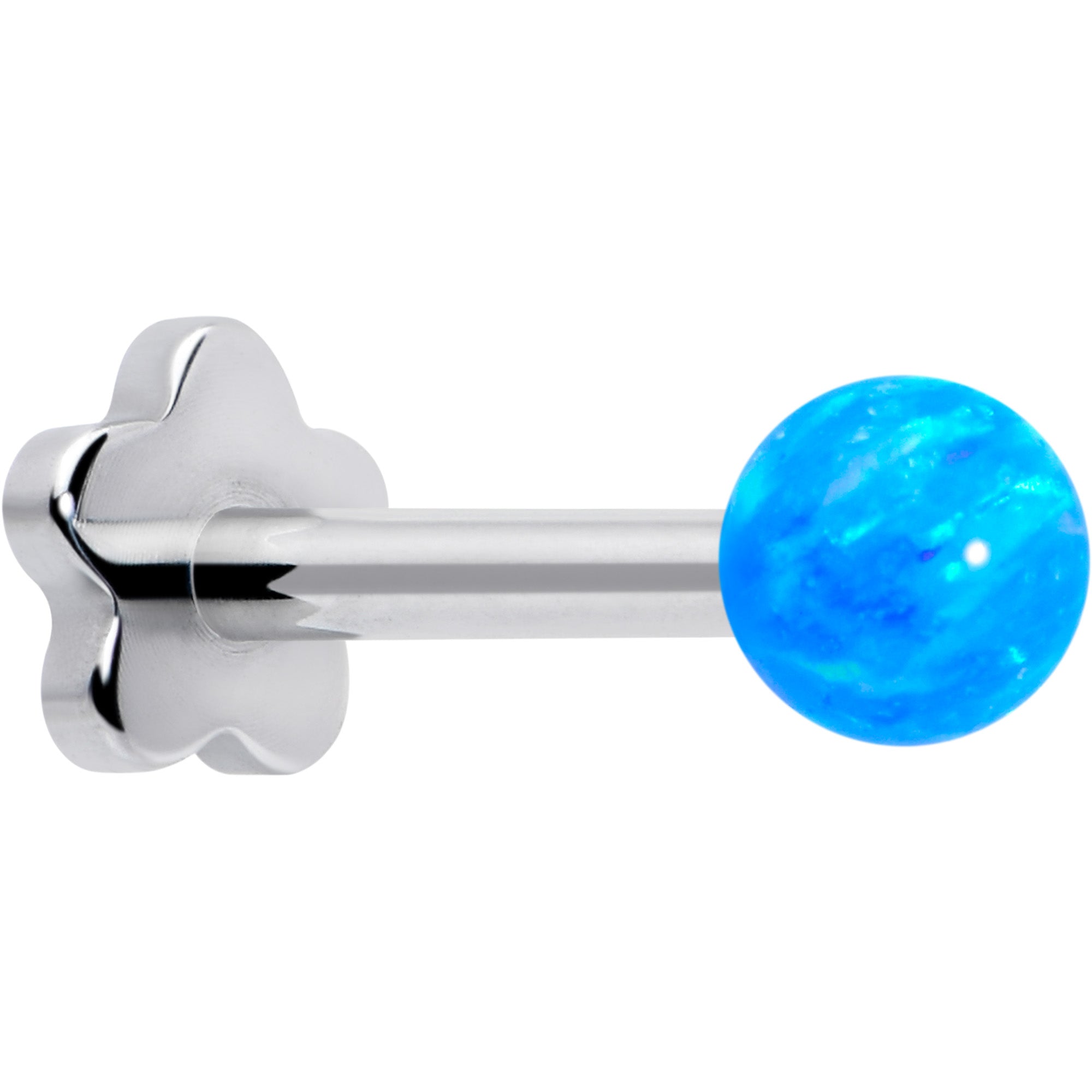 Titanium Reversible Flower Flat Back Stud 18G Synthetic Opal Ball