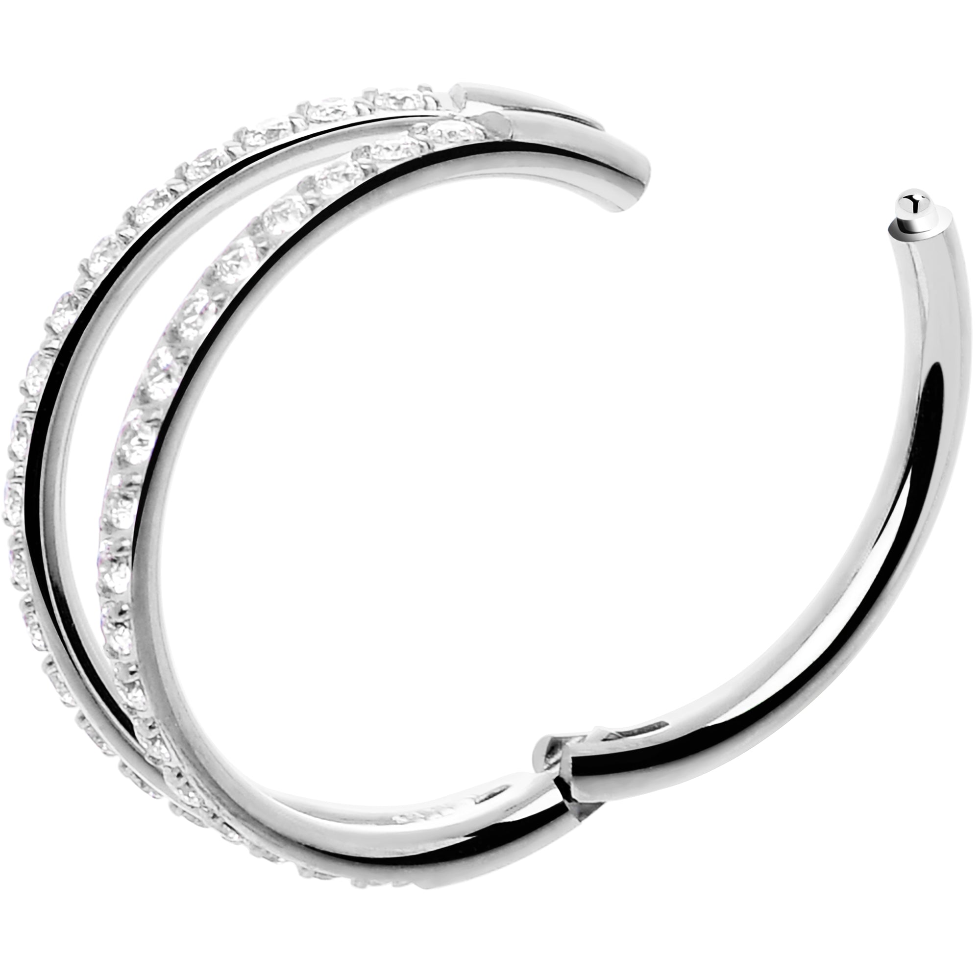 Titanium double nose hoop with micro gem design.