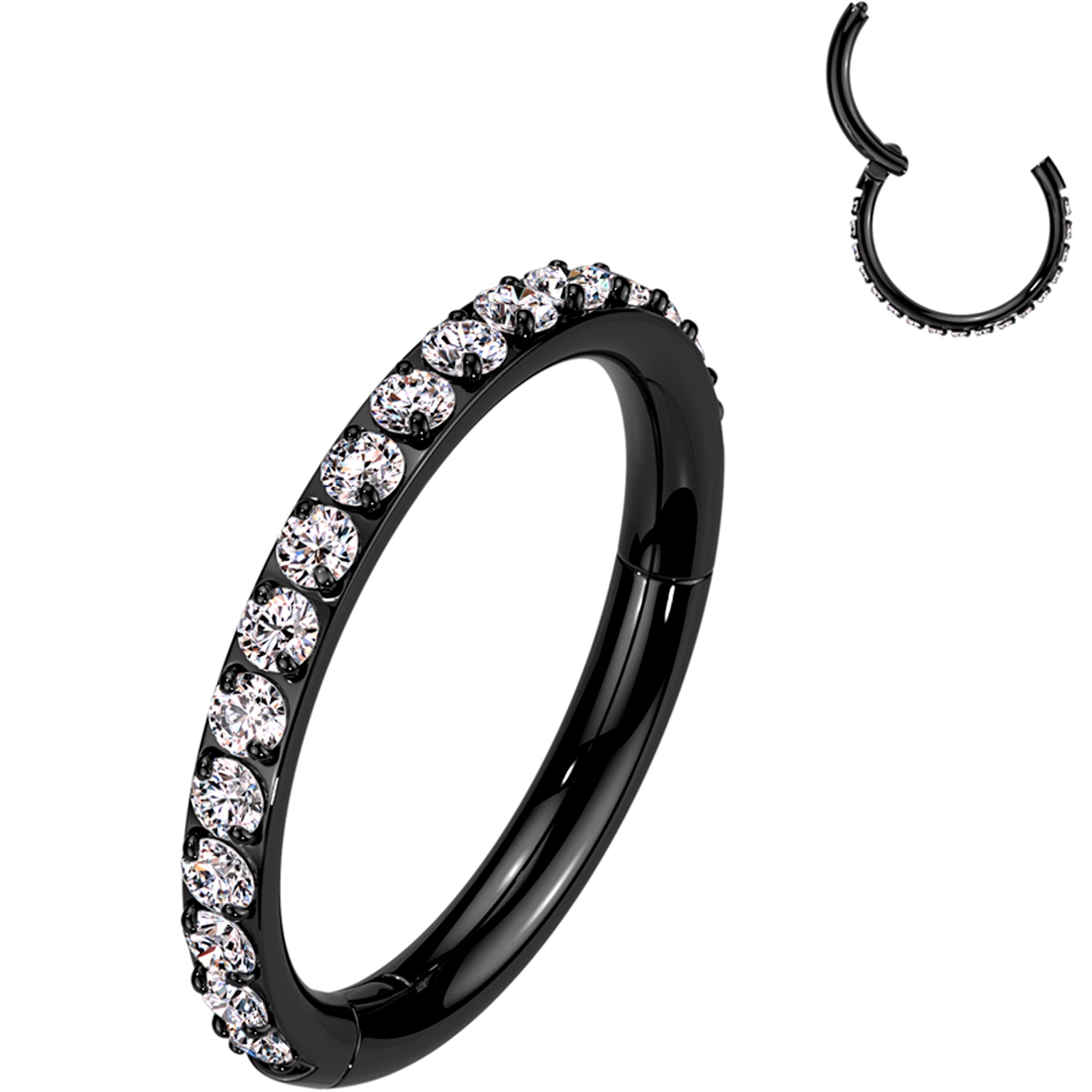 18 gauge micro gem black titanium hinged nose hoop