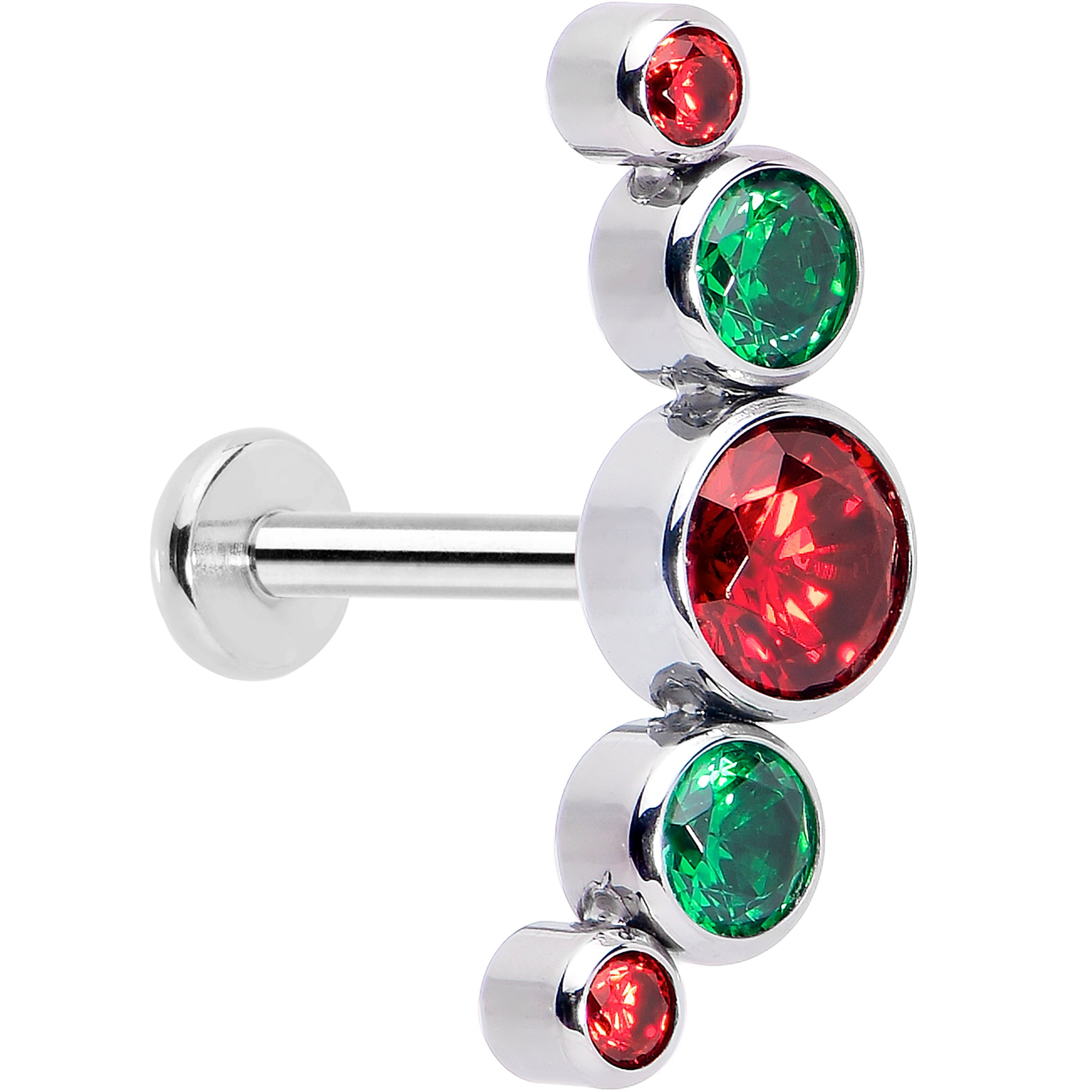 Red Green Holiday Gems Curved Christmas Flat Back Earring