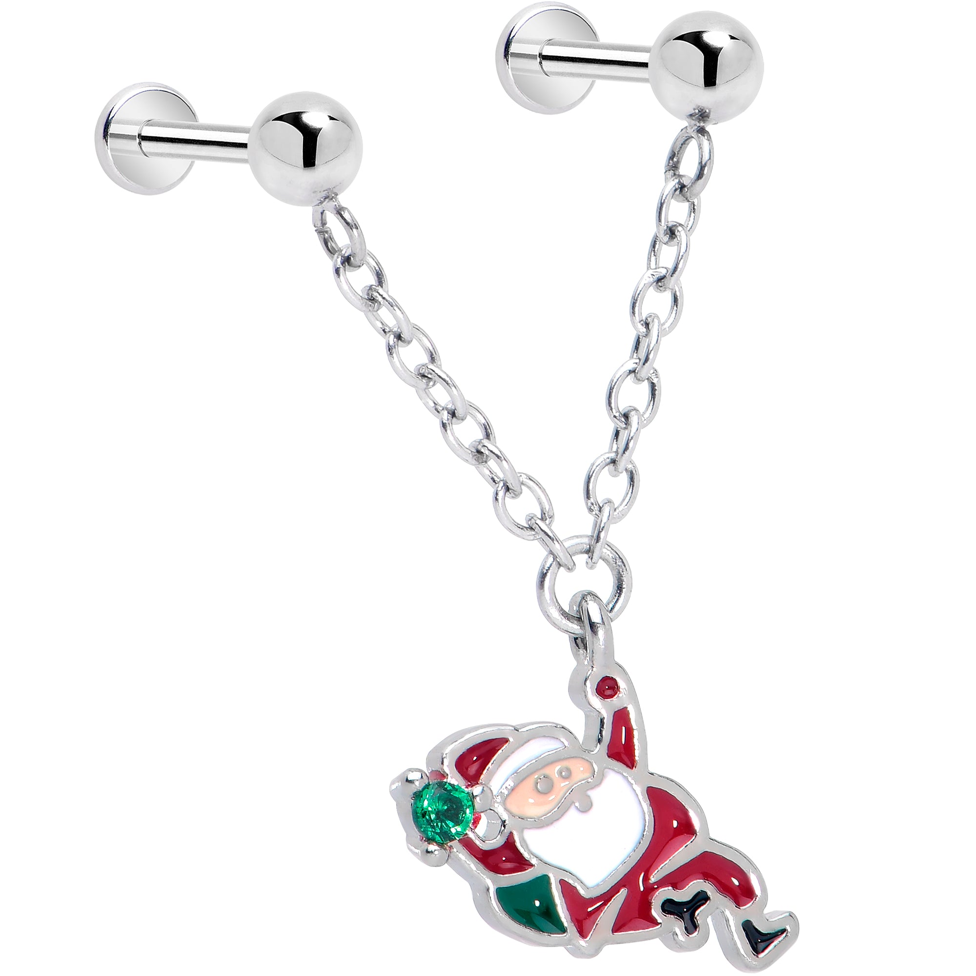 Santa Claus Holiday Double Piercing Earrings