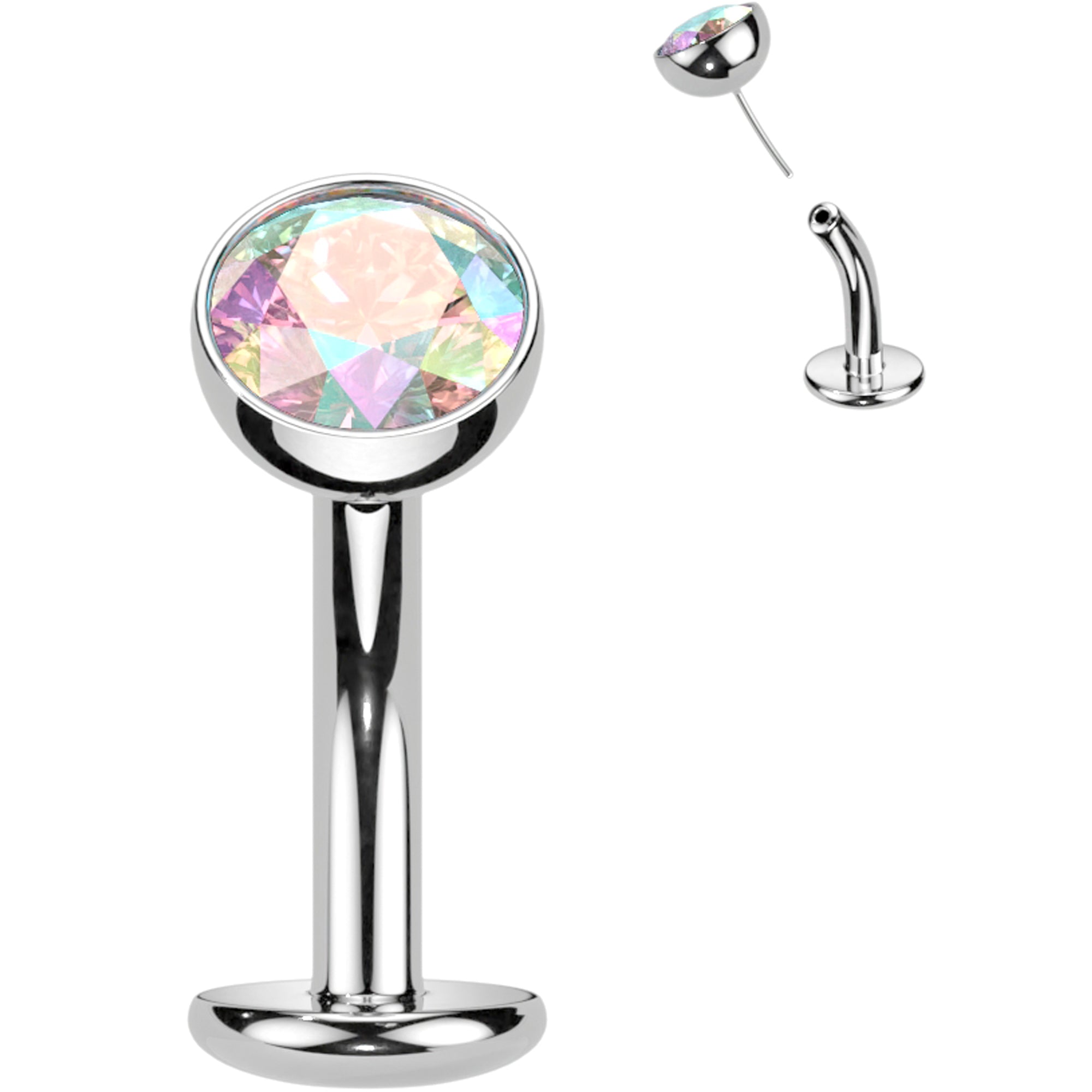 CZ Bezel Gem Titanium Threadless Floating Belly Ring