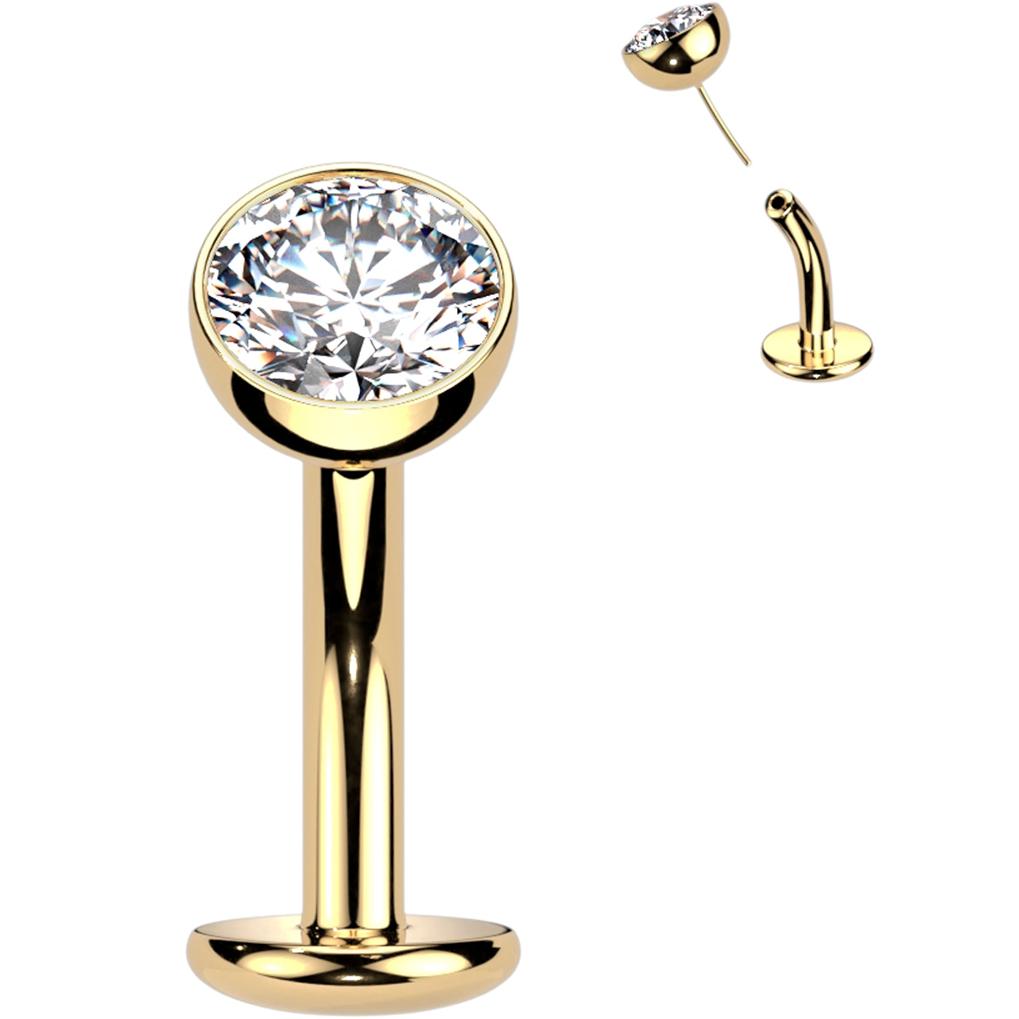 CZ Bezel Gem Titanium Threadless Floating Belly Ring