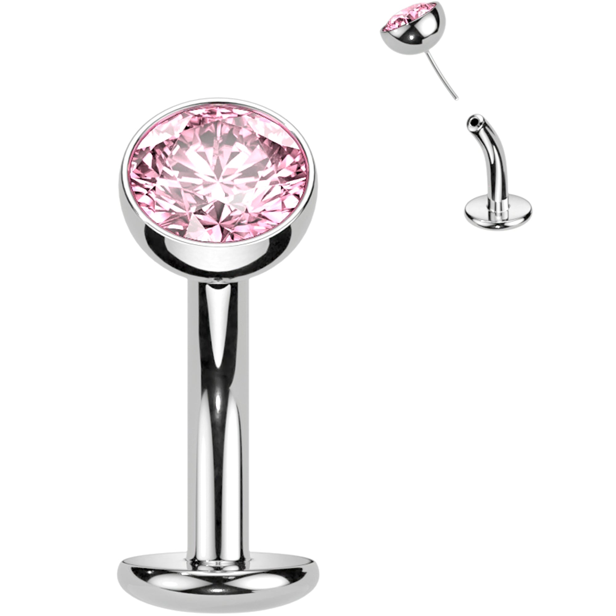 CZ Bezel Gem Titanium Threadless Floating Belly Ring