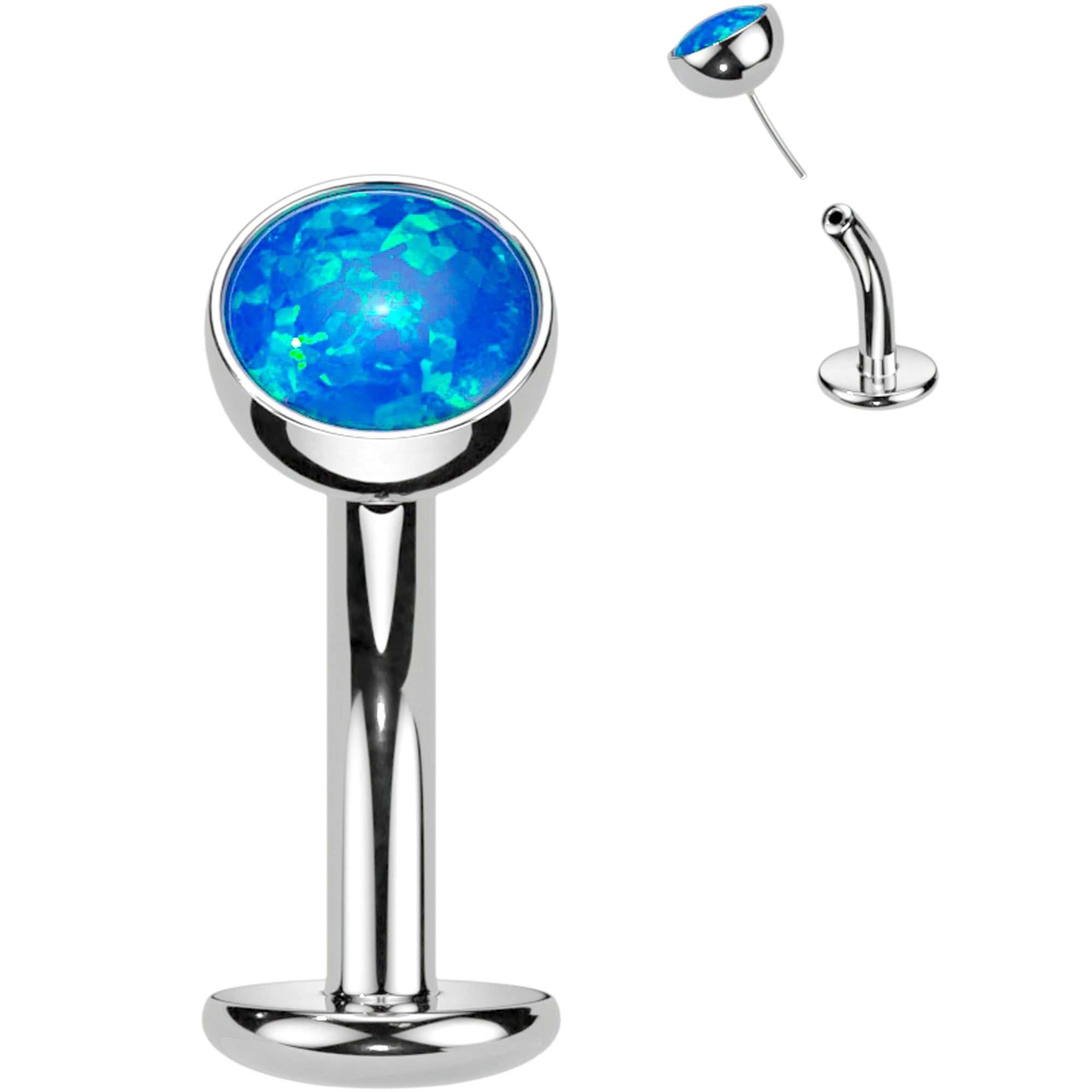 Synthetic Opal Titanium Threadless Floating Belly Ring