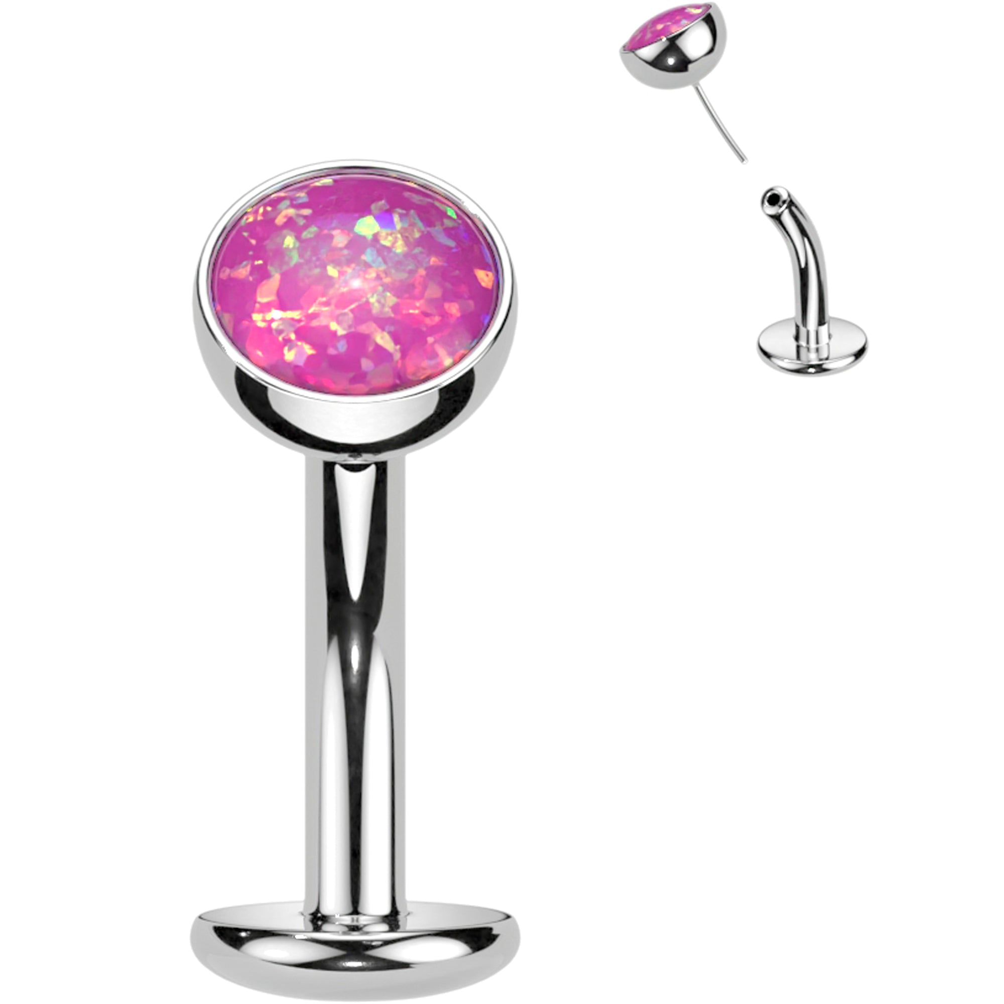 Synthetic Opal Titanium Threadless Floating Belly Ring