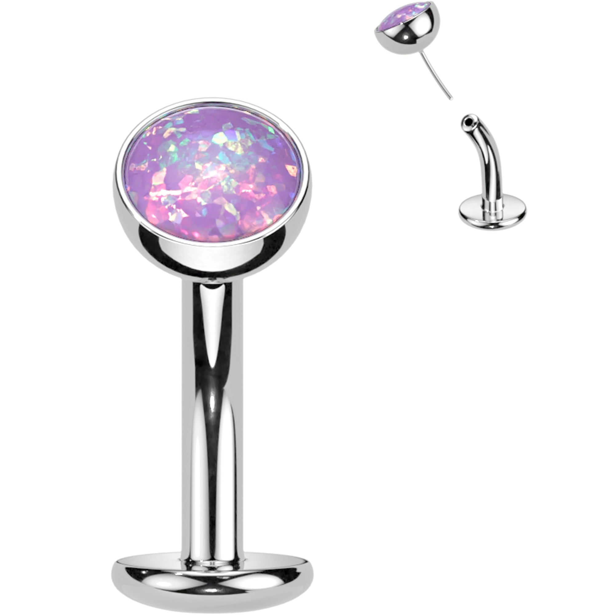 Synthetic Opal Titanium Threadless Floating Belly Ring