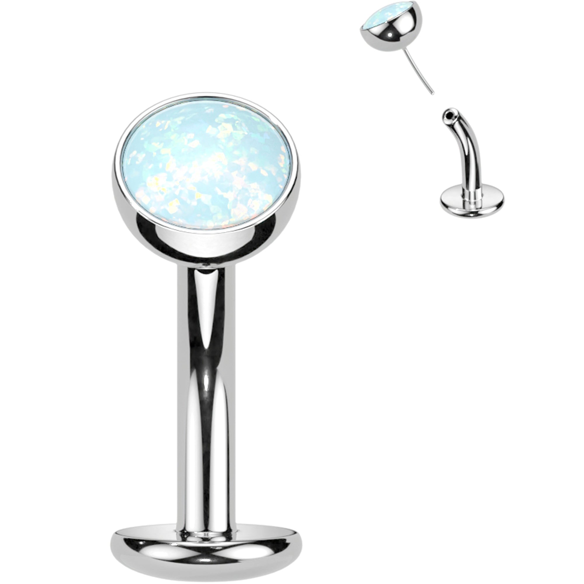 Synthetic Opal Titanium Threadless Floating Belly Ring