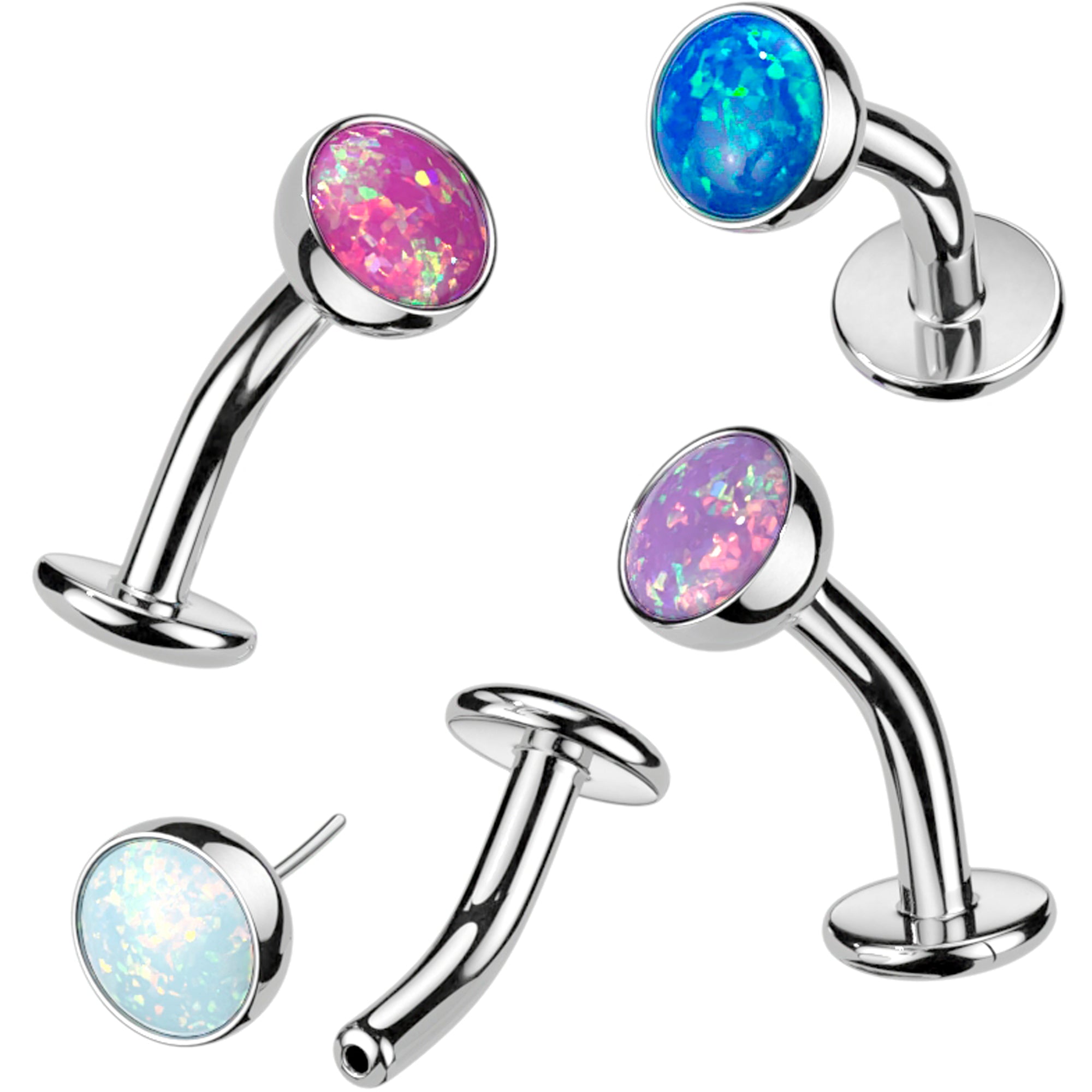 Blue Synthetic Opal Titanium Belly Ring