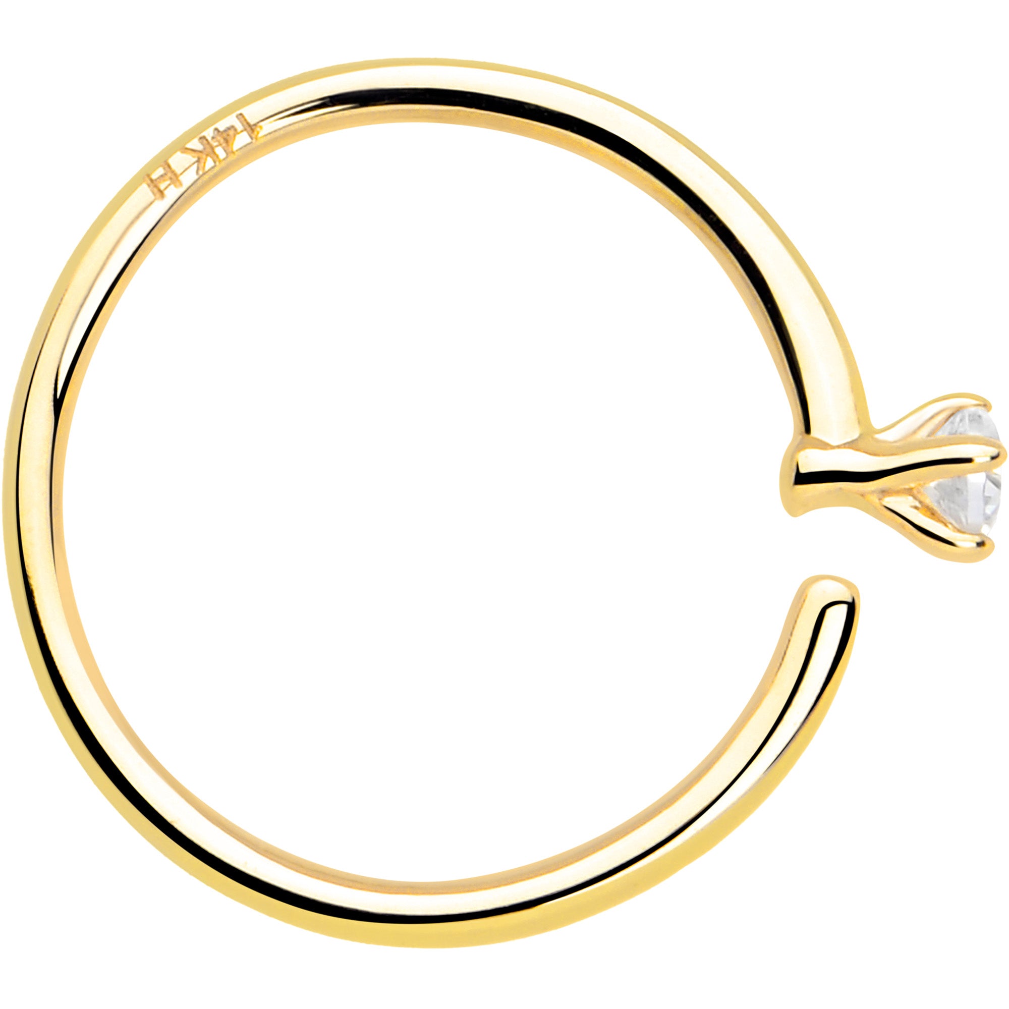 14k Solid Yellow Gold Bendable Nose Hoop 22 Gauge 5/16 with CZ