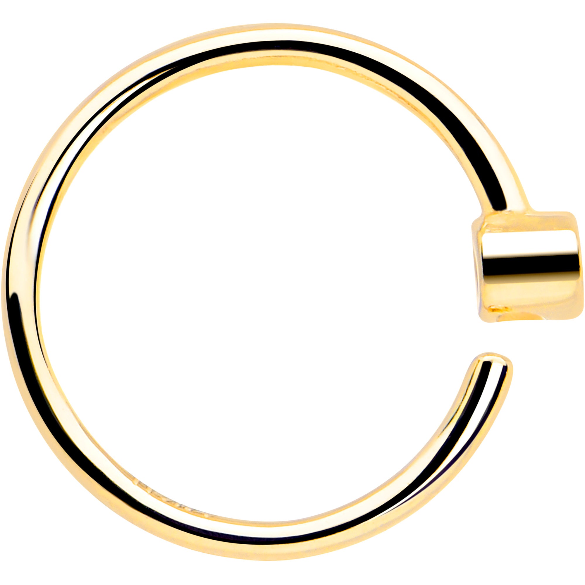 14k Solid Yellow Gold Bendable Nose Hoop 22 Gauge 5/16 with Bezel CZ