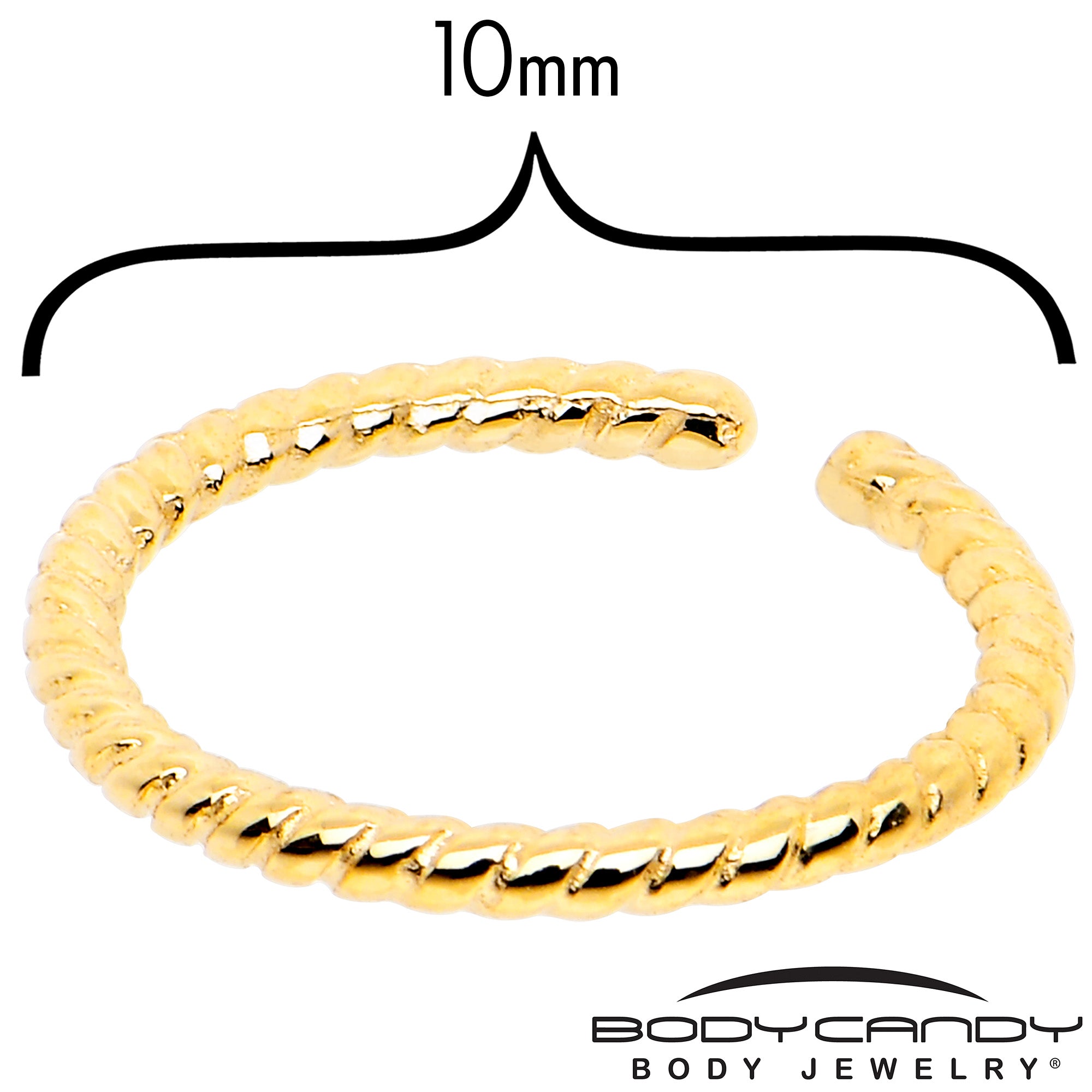 14k Yellow Gold Bendable Nose Hoop 20 Gauge 5/16 Twisted