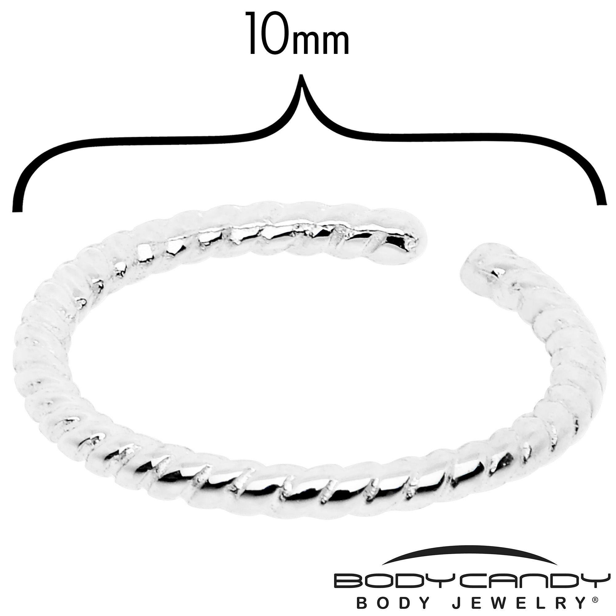 14k White Gold Bendable Nose Hoop 20 Gauge 5/16 Twisted