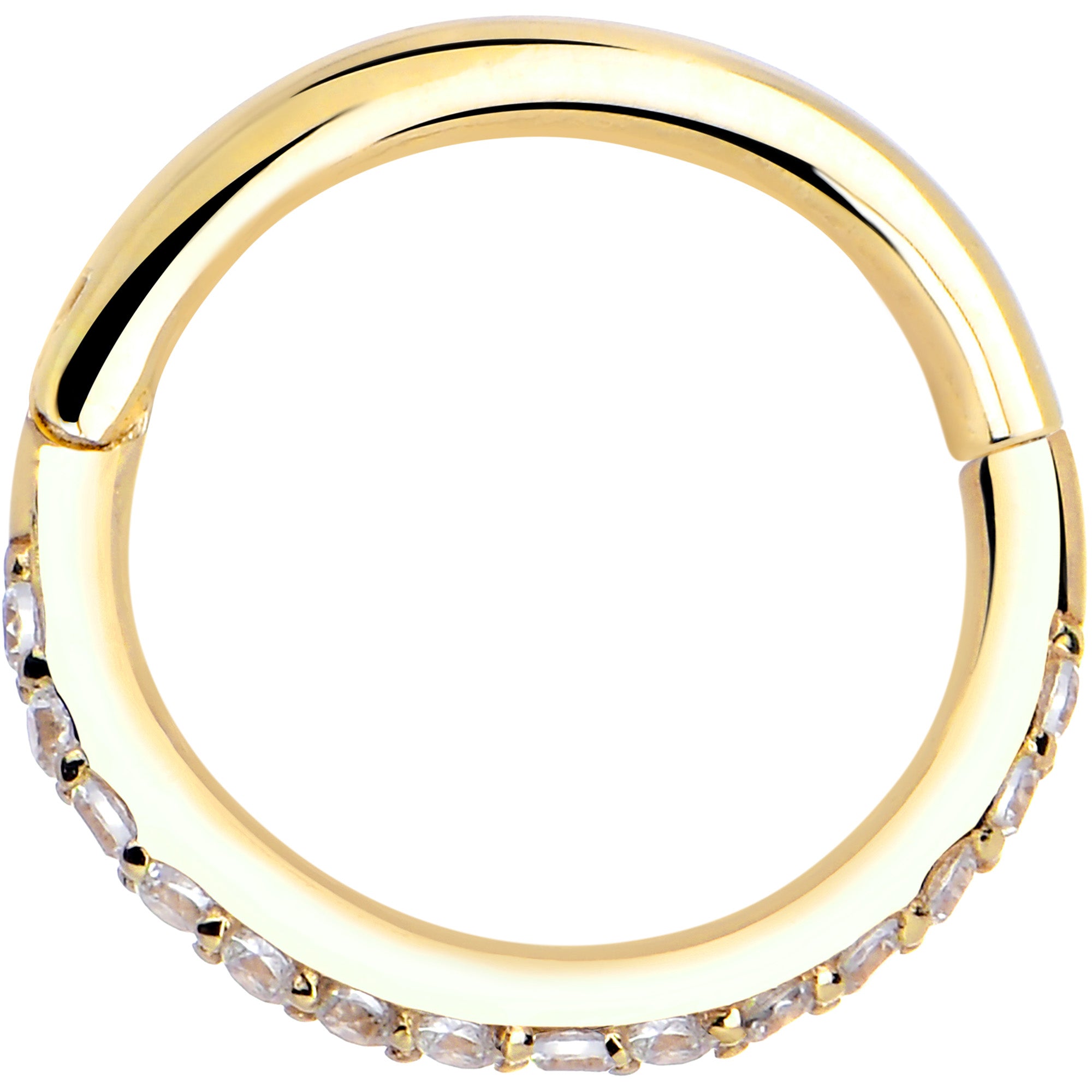 14k Solid Yellow Gold Hinged Segment Ring Forward Facing CZ 18 Gauge 5/16