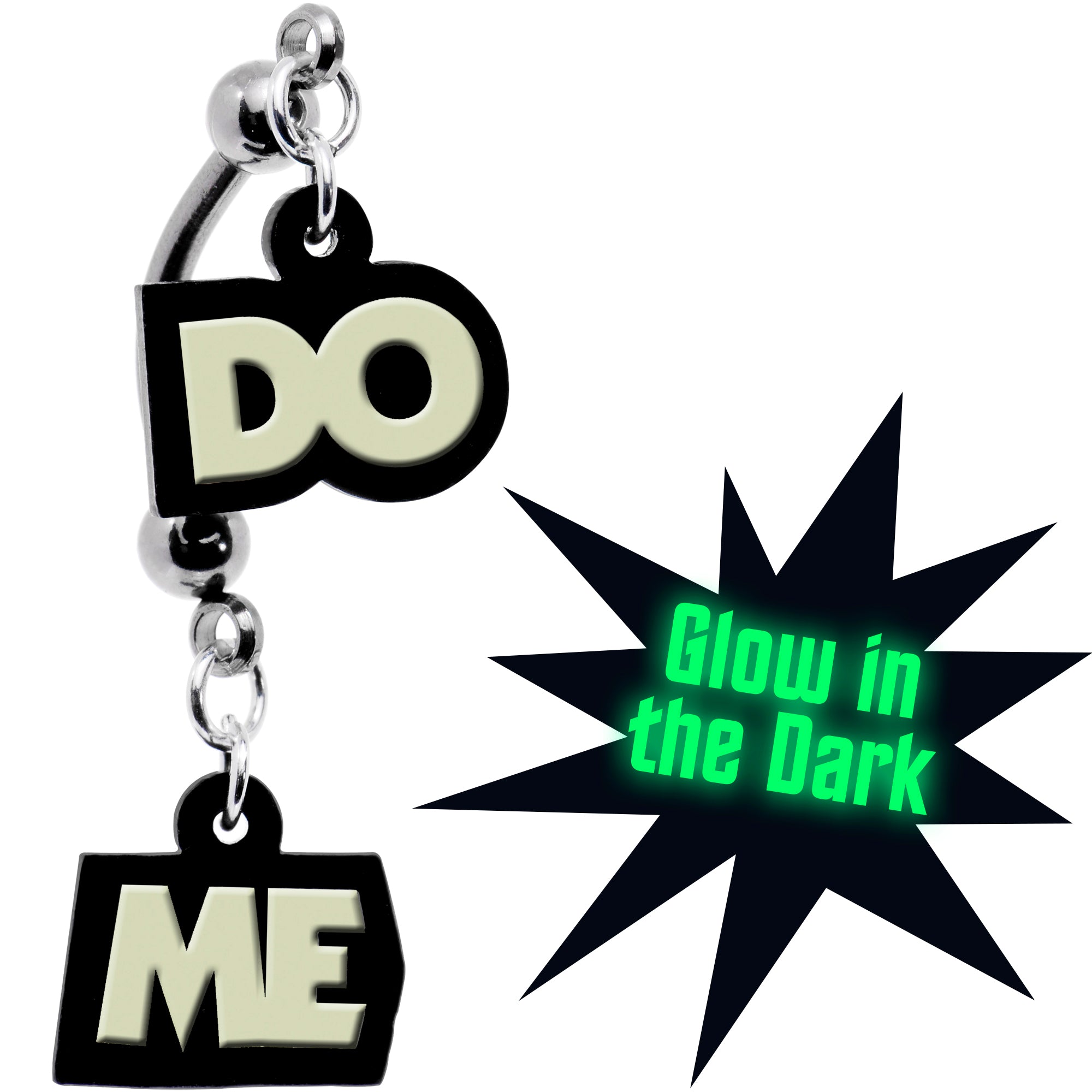 Do Me Glow in the Dark Dangle Double Mount Belly Ring