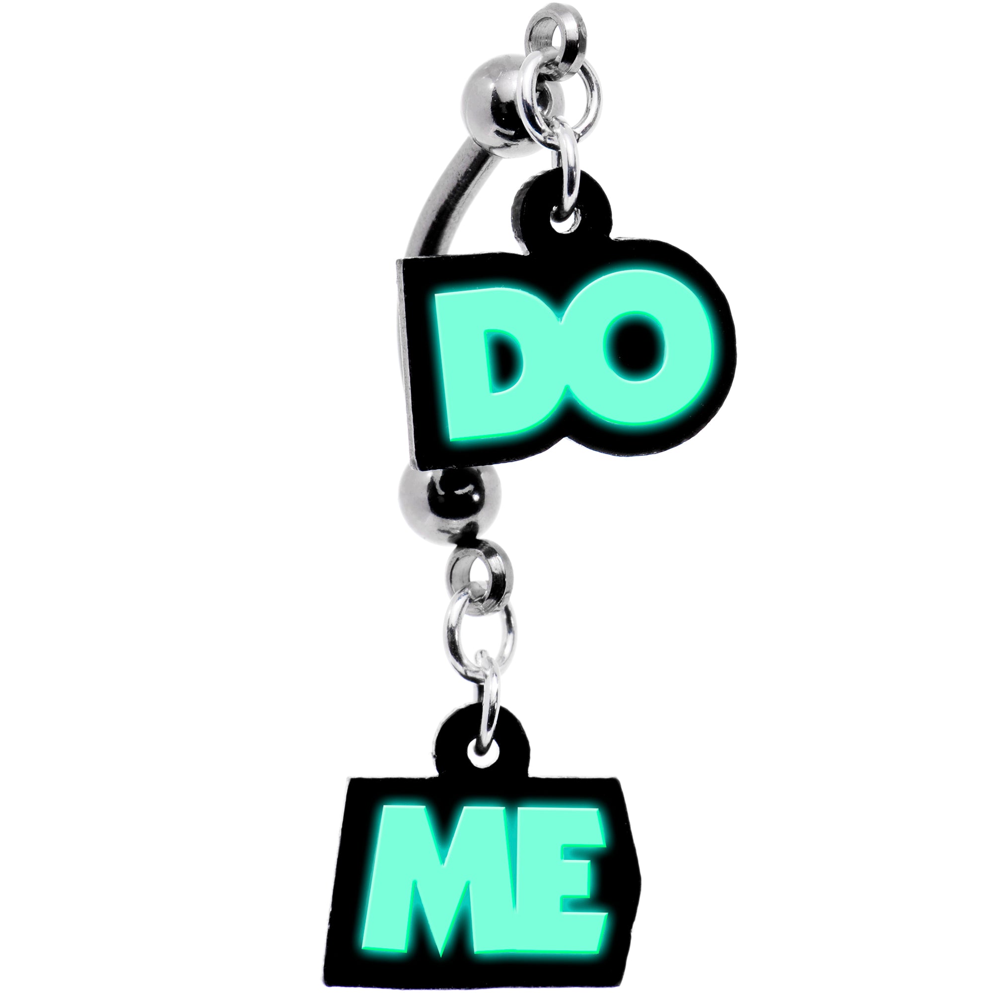 Do Me Glow in the Dark Dangle Double Mount Belly Ring