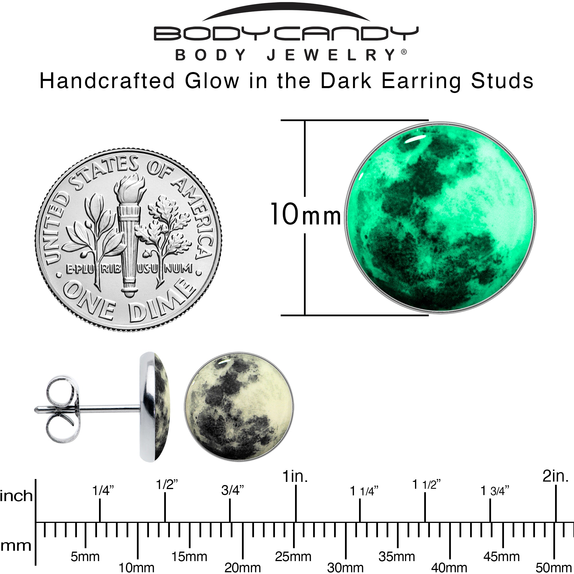 Moon Glow in the Dark Stud Earrings