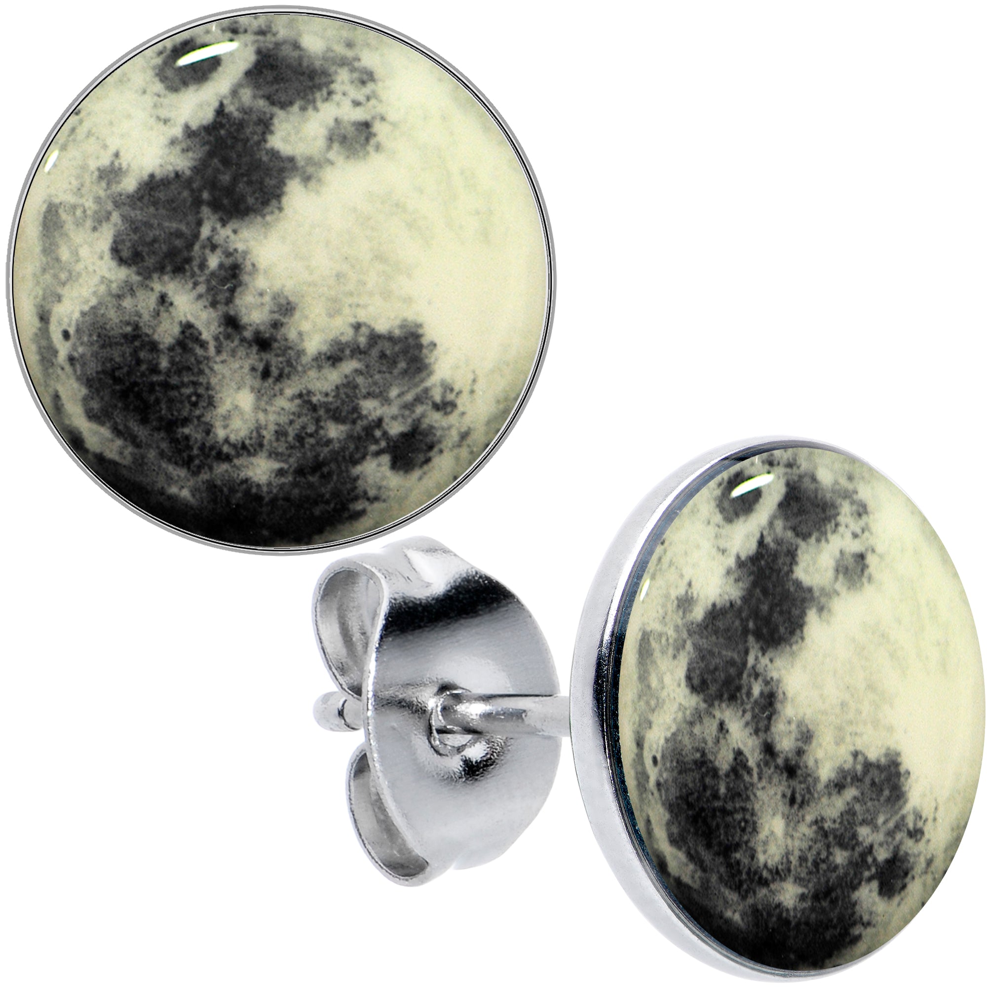 Moon Glow in the Dark Stud Earrings