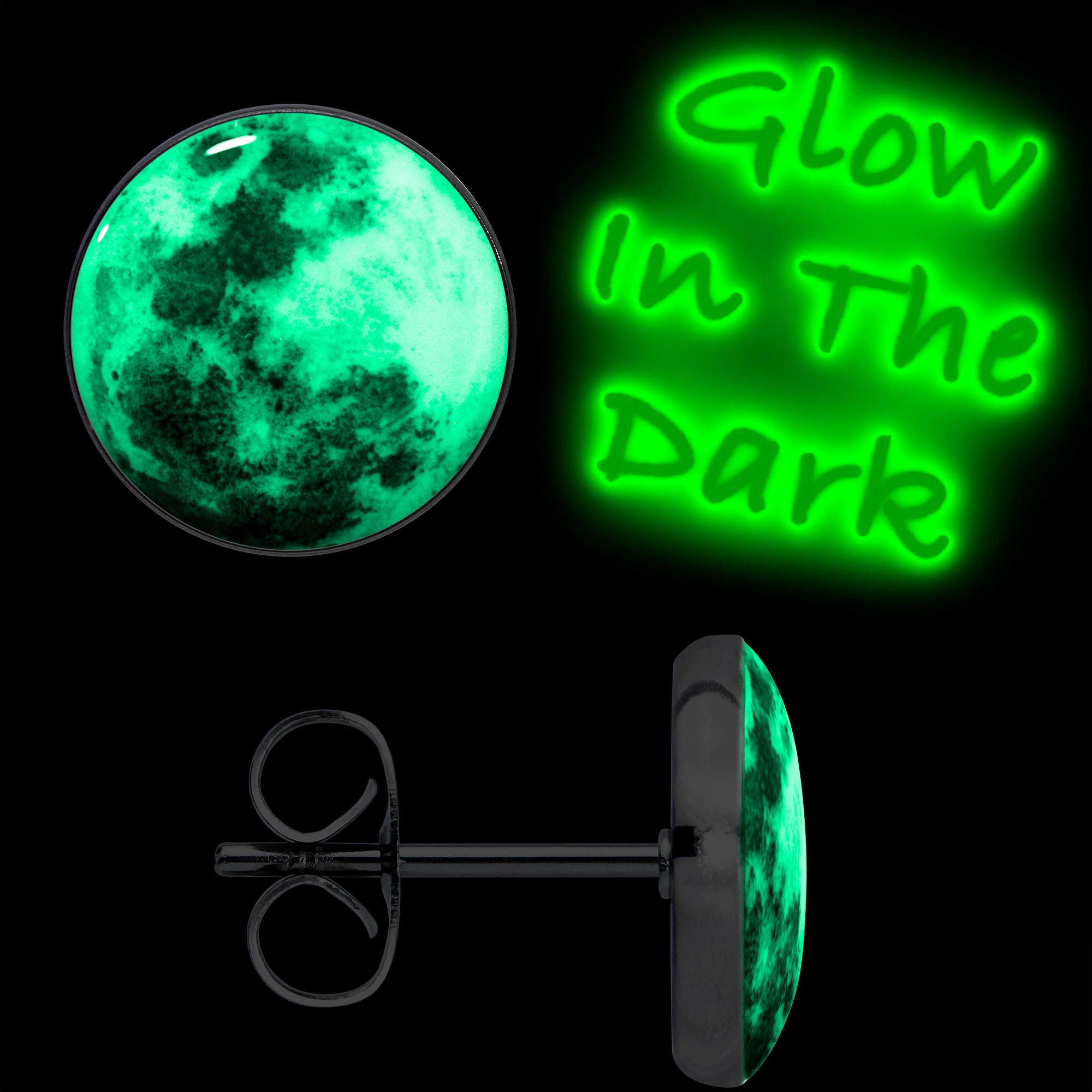 Moon Glow in the Dark Stud Earrings