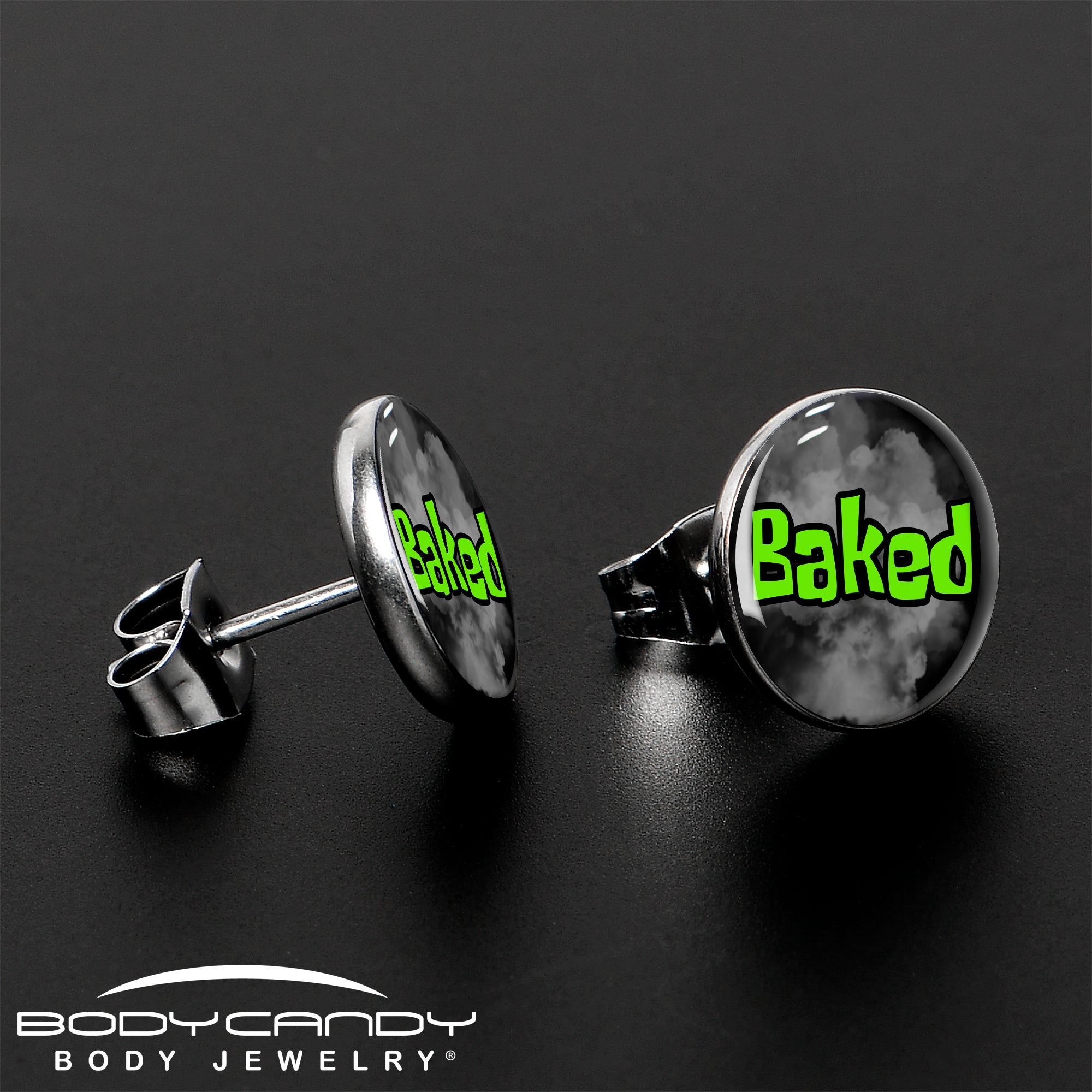 Trendy Logo Baked Stoner Stud Earrings for everyday style