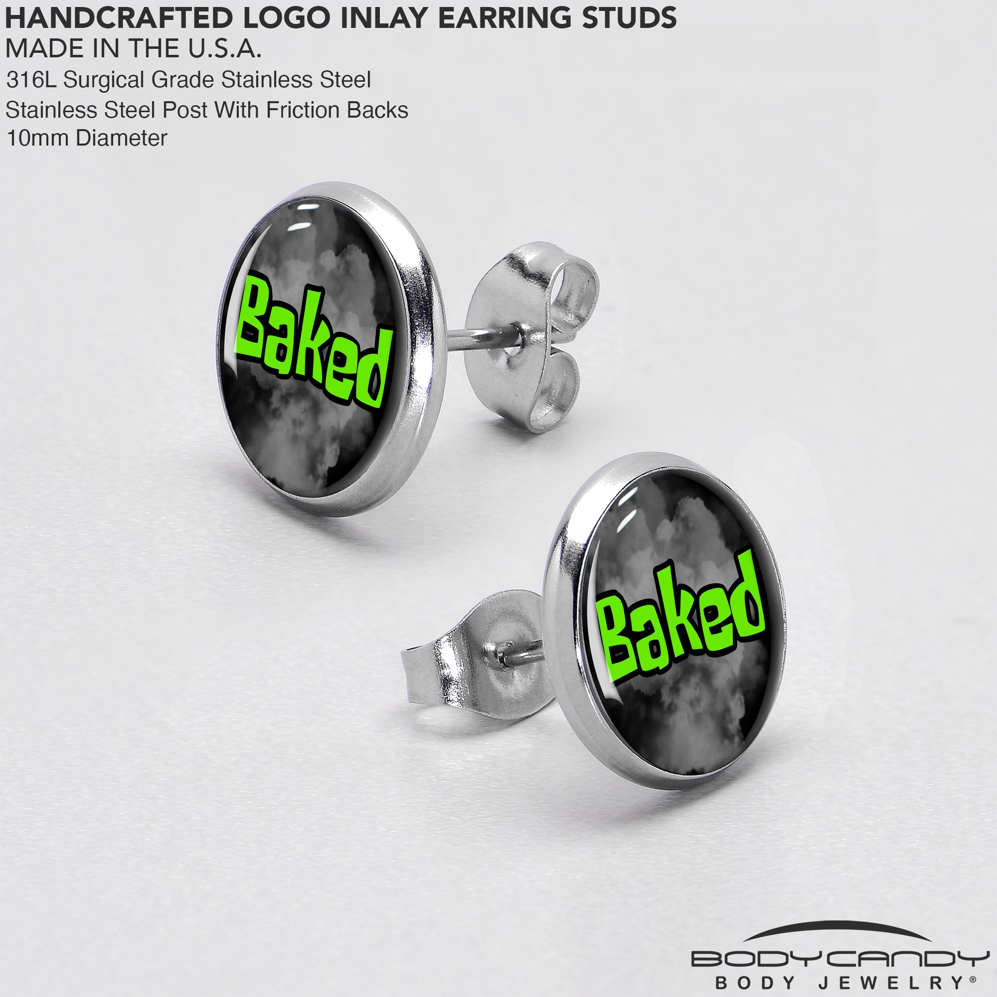 Stylish Logo Baked Stoner Stud Earrings for statement accessory