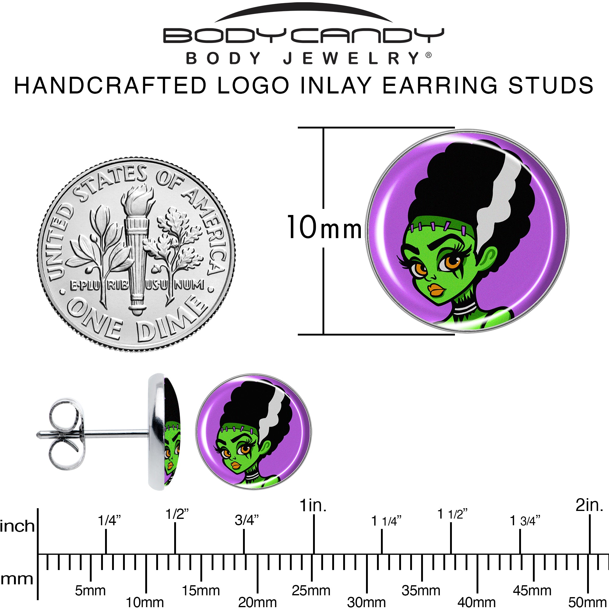 Bride of Frankenstein-inspired earrings, small and stylish