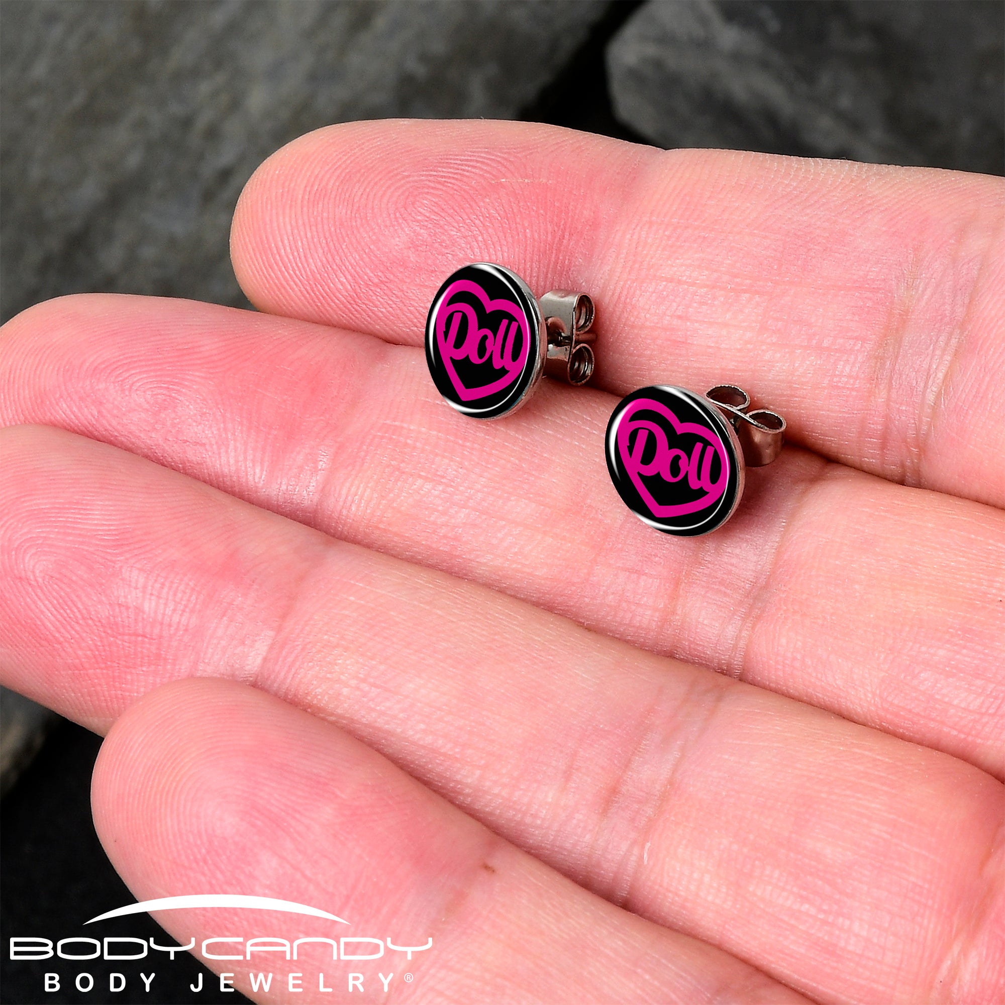 Hollow Heart Doll Word Stud Earrings